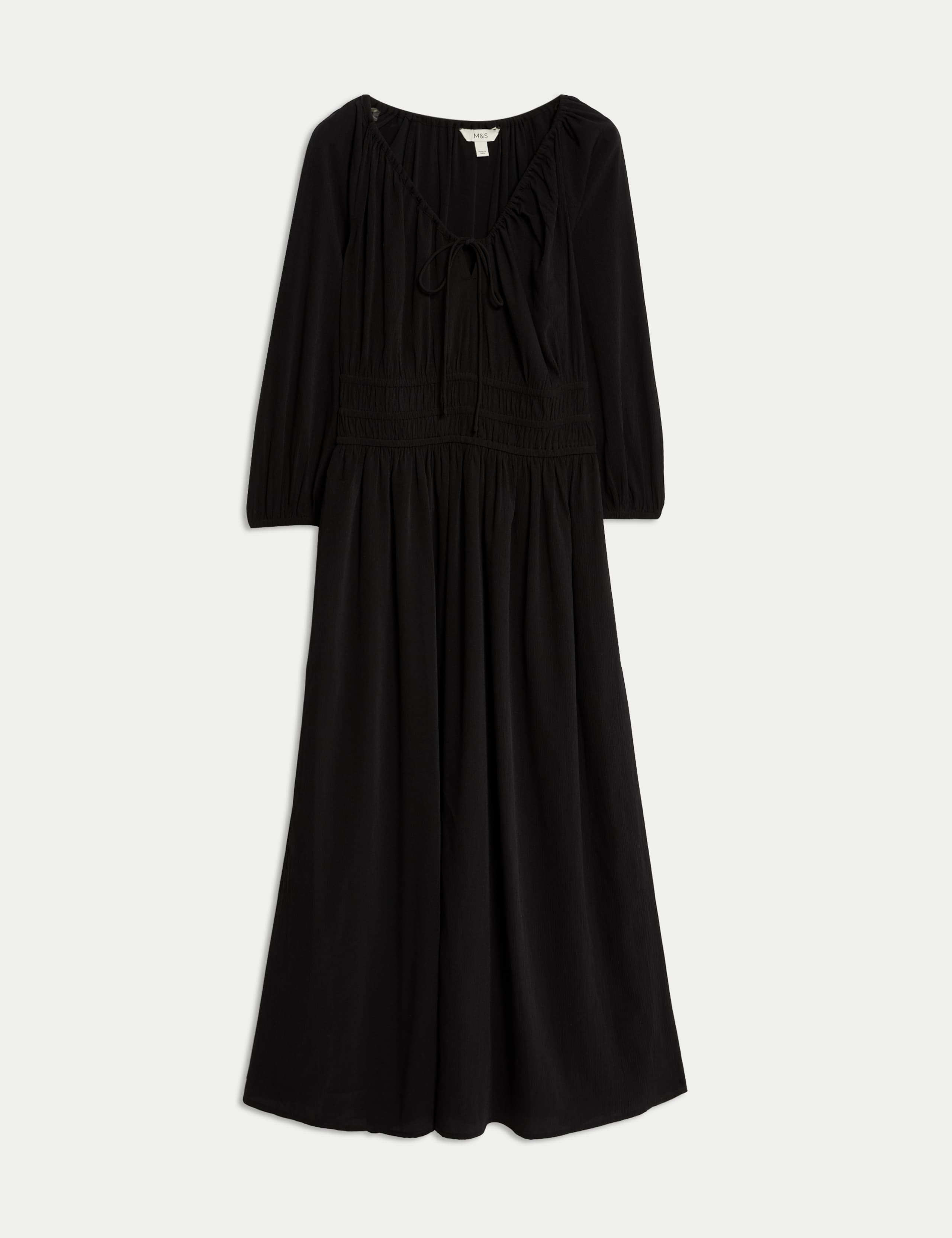 V-Neck Tie Detail Midi Waisted Dress 2 of 6