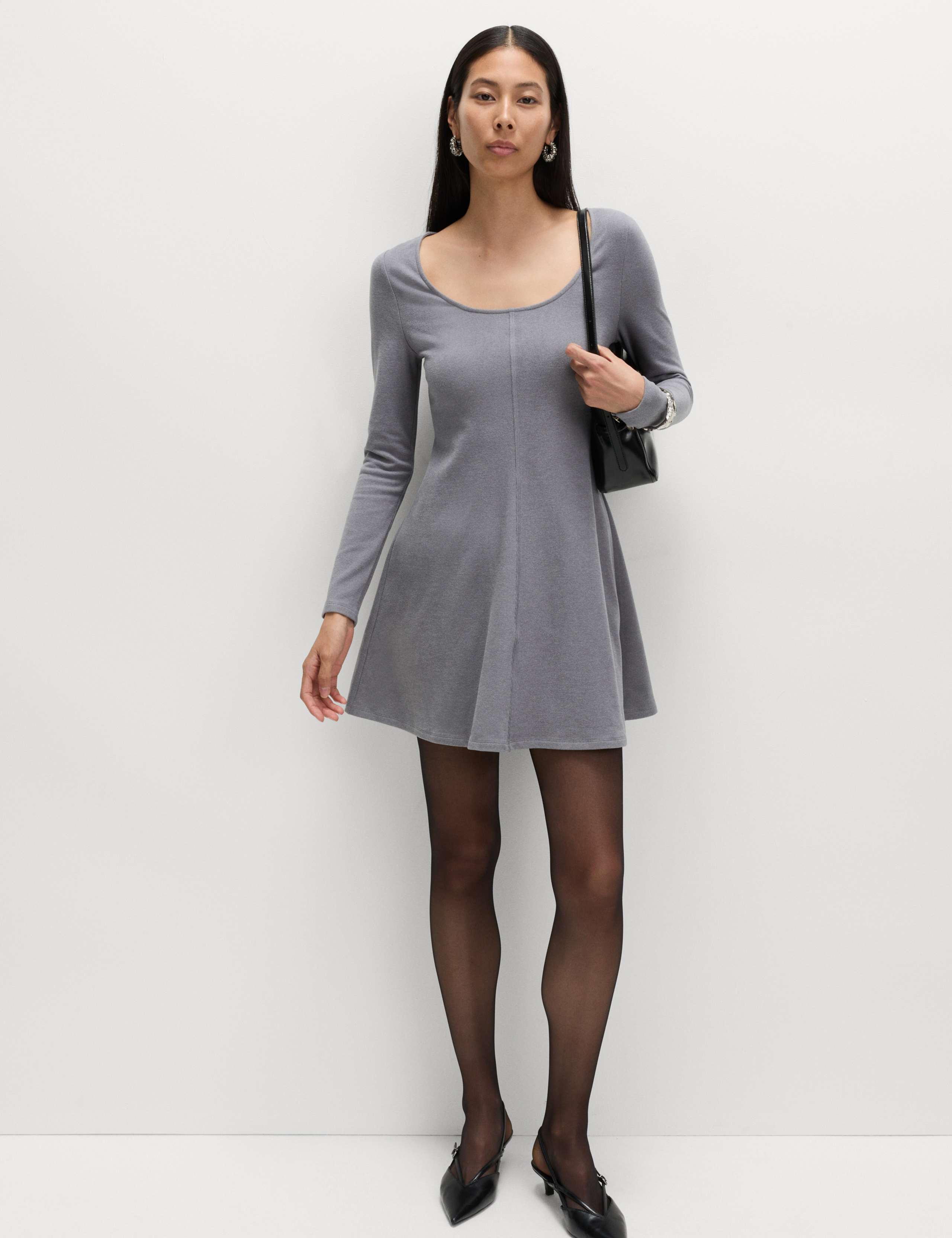 Jersey Cosy Scoop Neck Mini Skater Dress 1 of 5