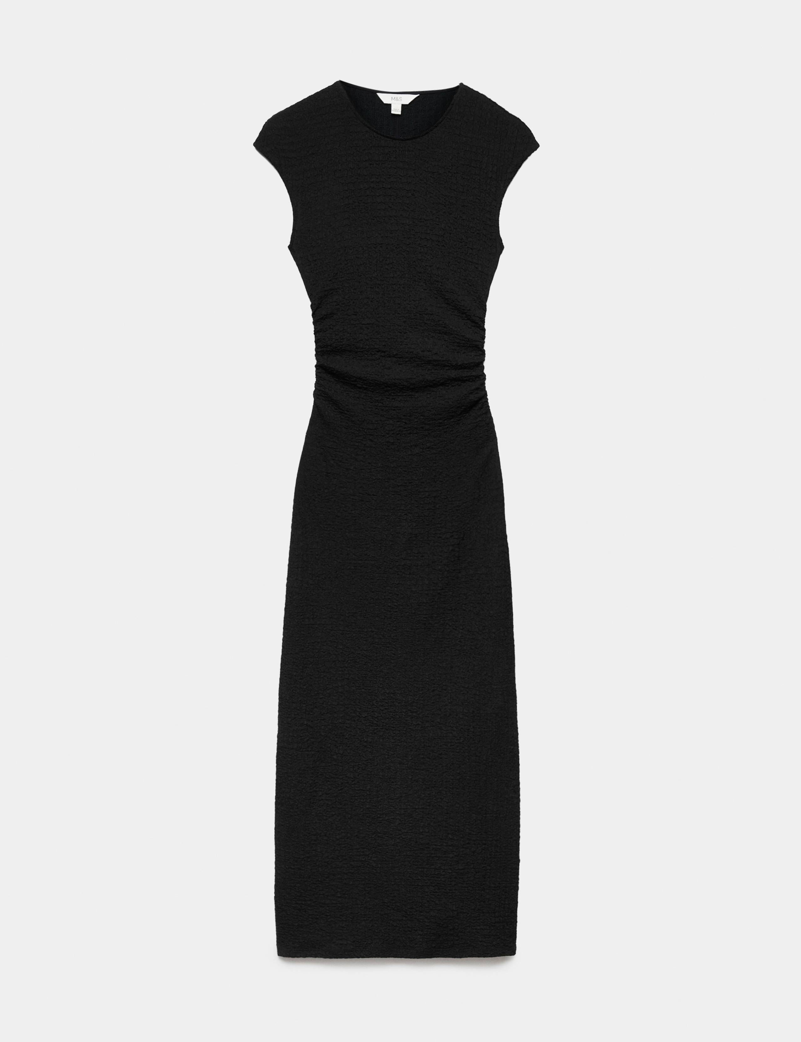 Textured Round Neck Midi Bodycon Dress 2 of 7