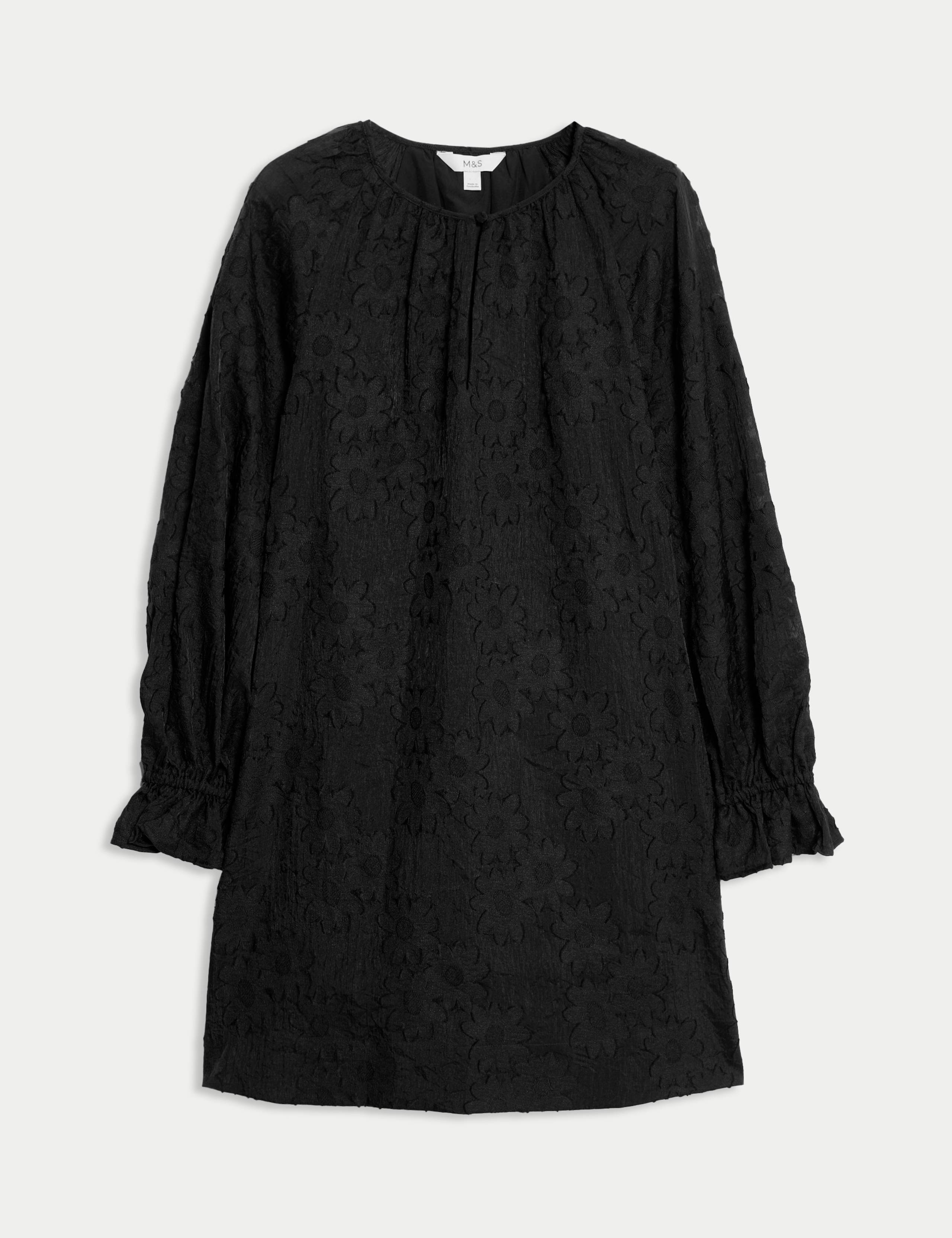Floral Textured Mini Relaxed Shift Dress 2 of 5