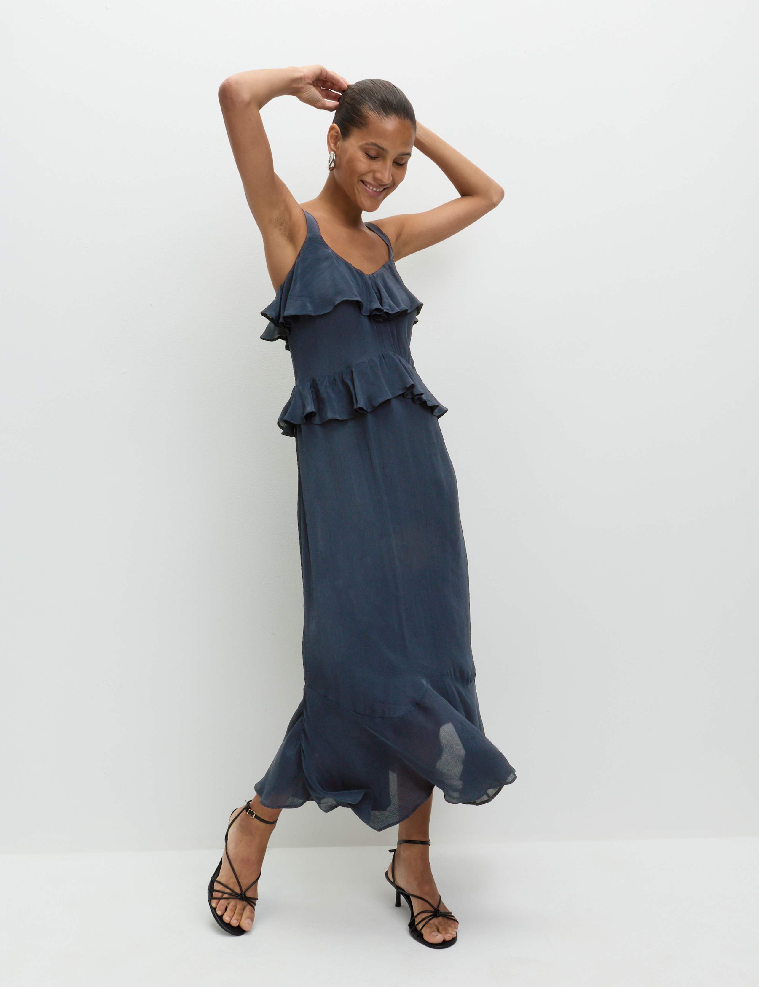 Sweetheart Neckline Ruffle Midi Cami Dress 4 of 5