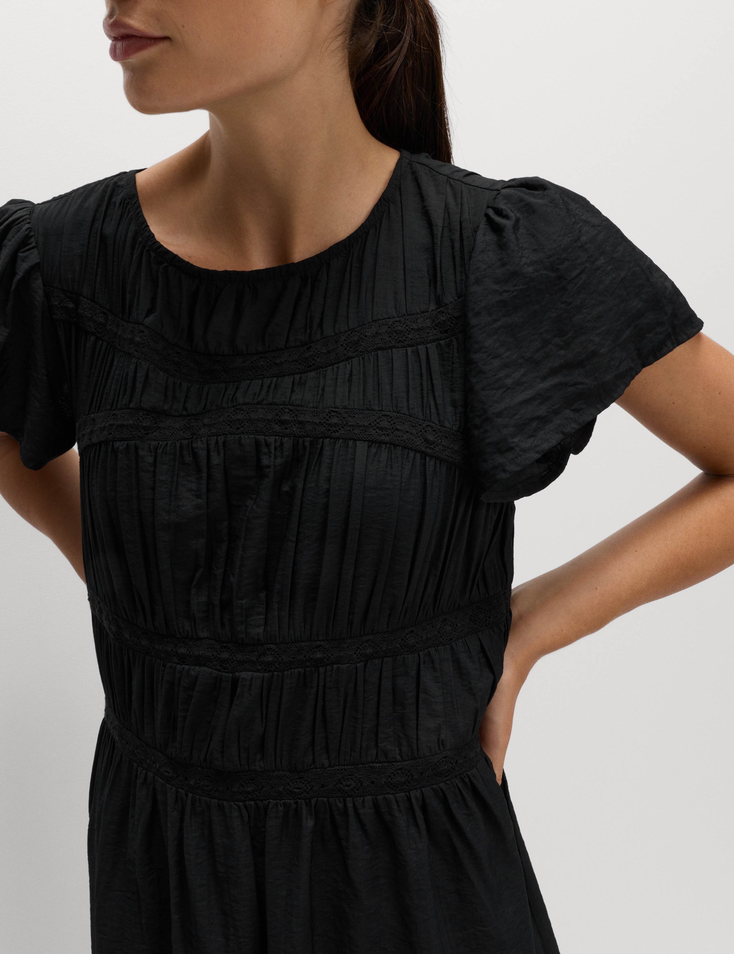 Angel Sleeve Midi Shirred Waisted Dress 3 of 6