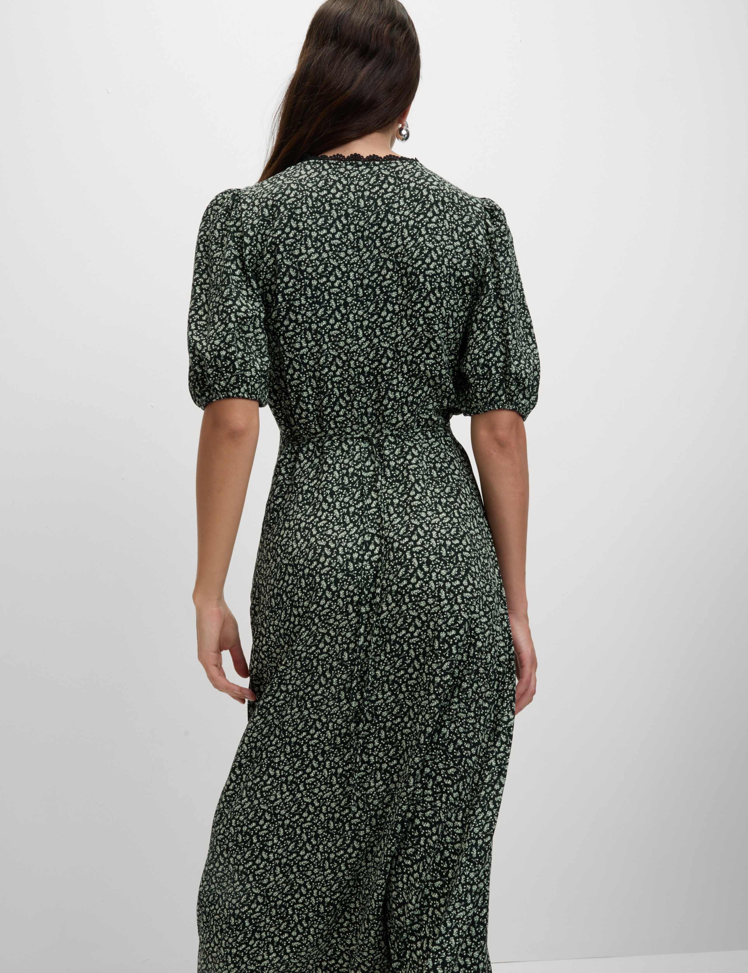 Printed V-Neck Midi Tea Dress 3 of 6