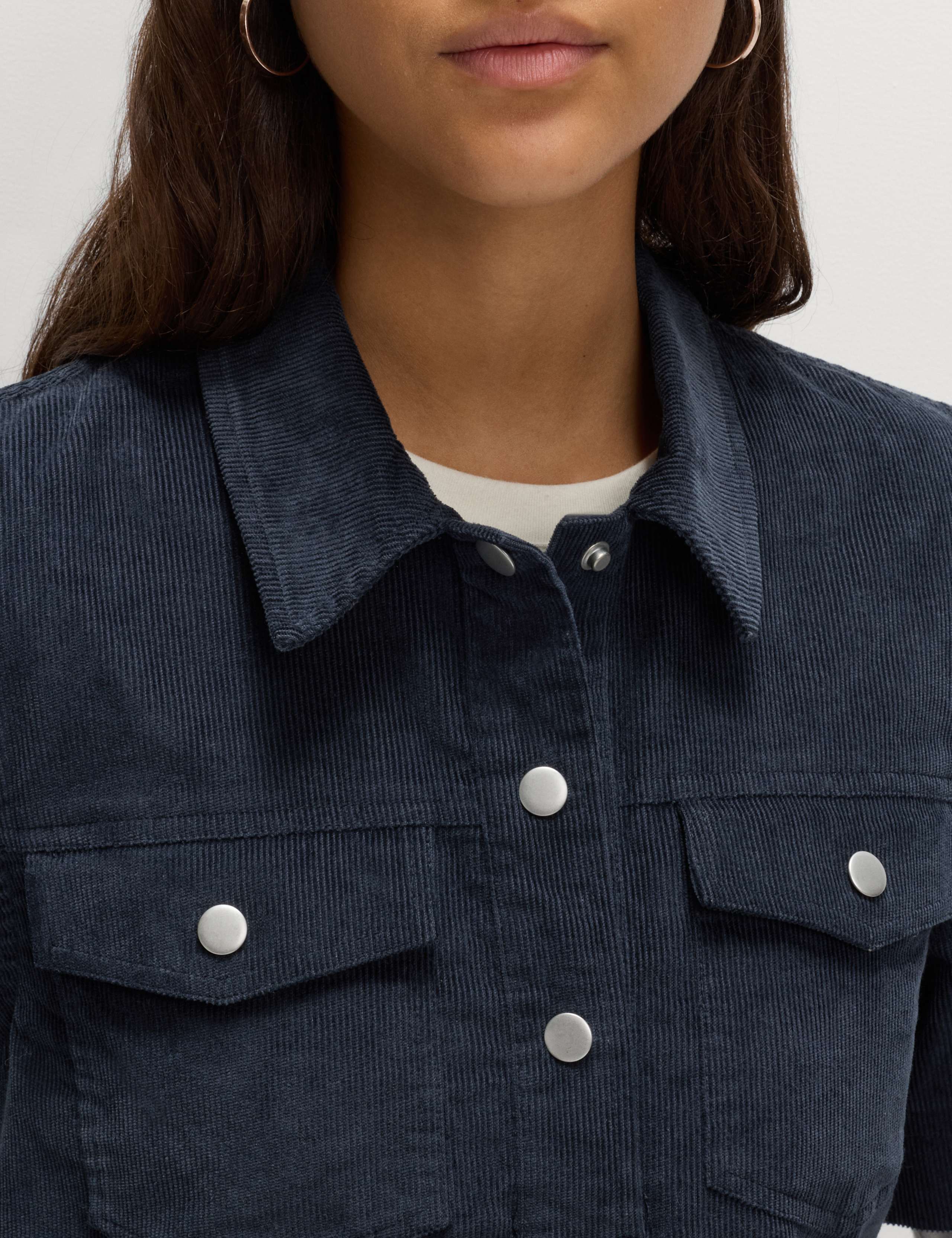 Cotton Rich Cord Collared Mini Shirt Dress 3 of 5