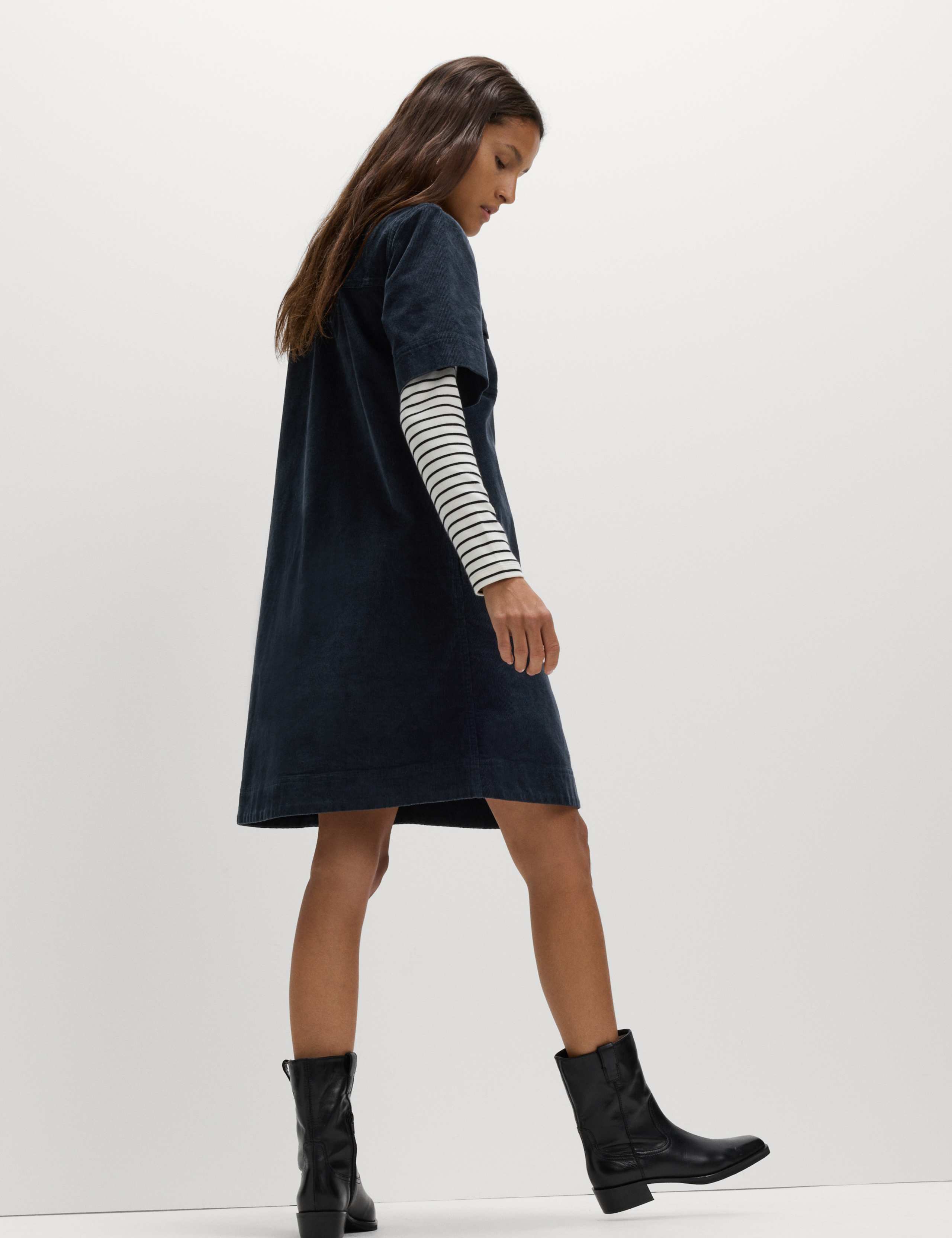 Cotton Rich Cord Collared Mini Shirt Dress 5 of 5
