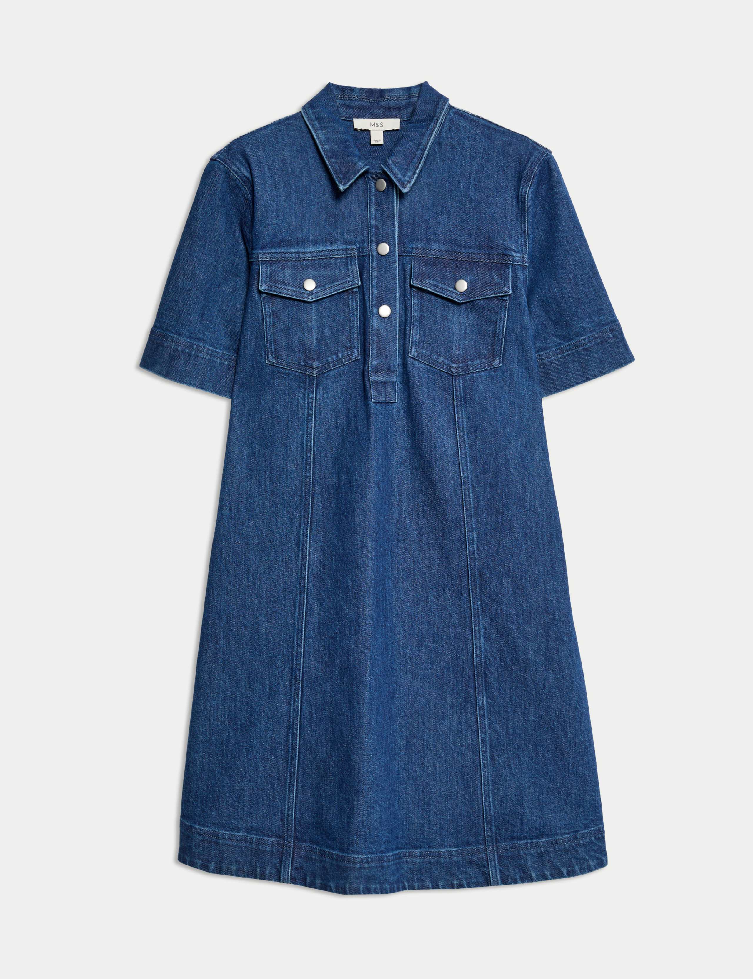 Denim Mini Shirt Dress 2 of 6