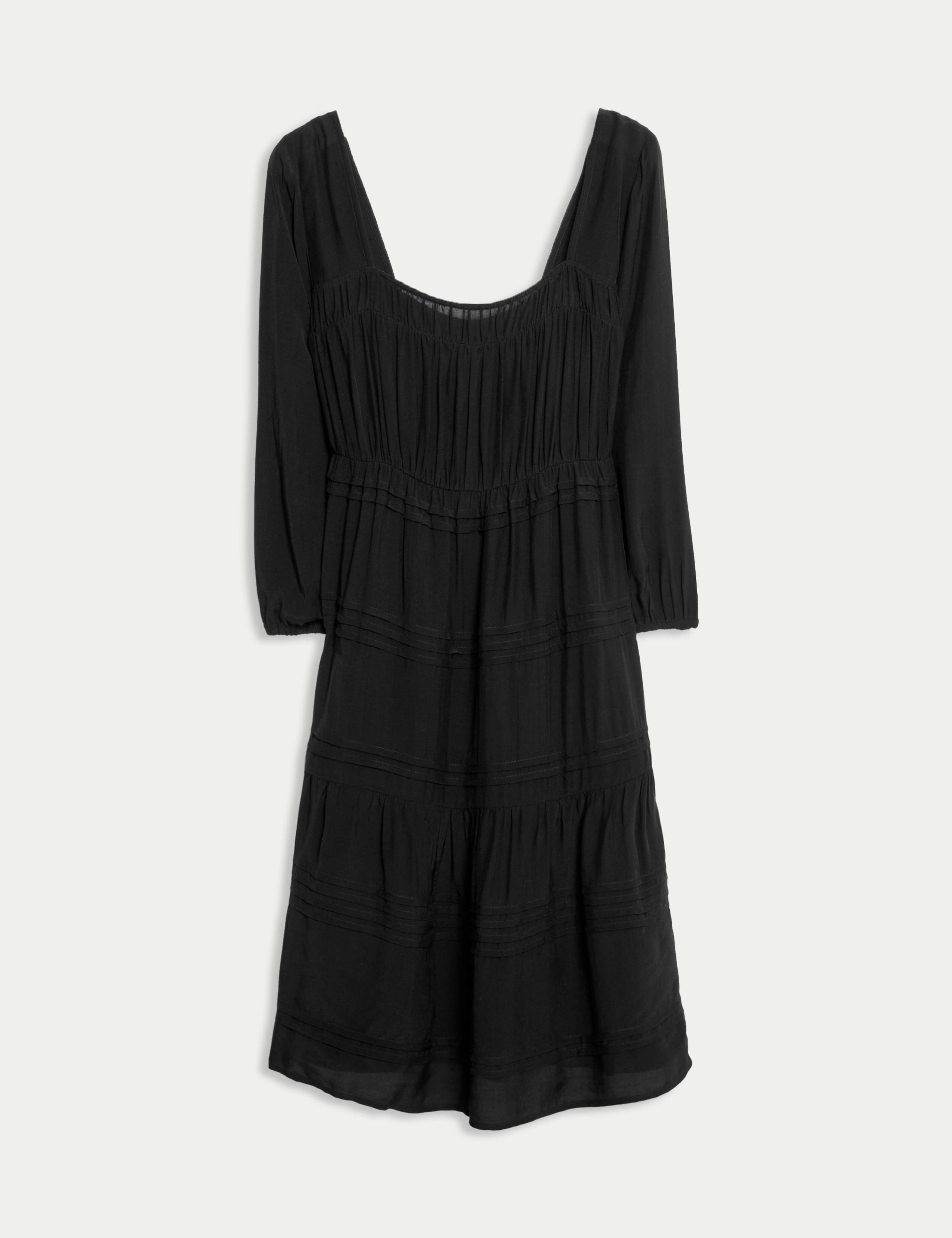 Square Neck Pintuck Mini Waisted Dress 2 of 5