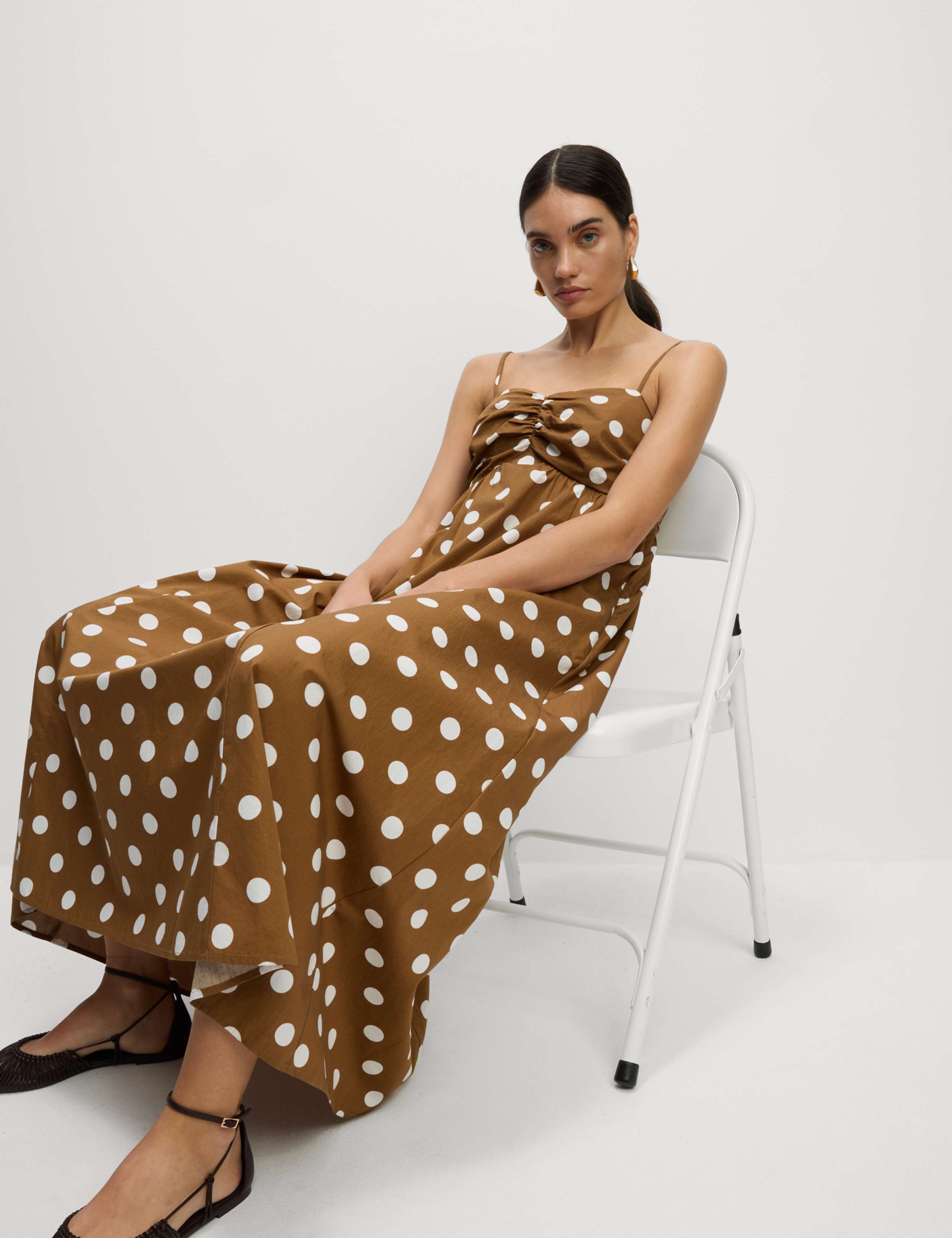 Pure Cotton Polka Dot Midaxi Cami Dress 6 of 6