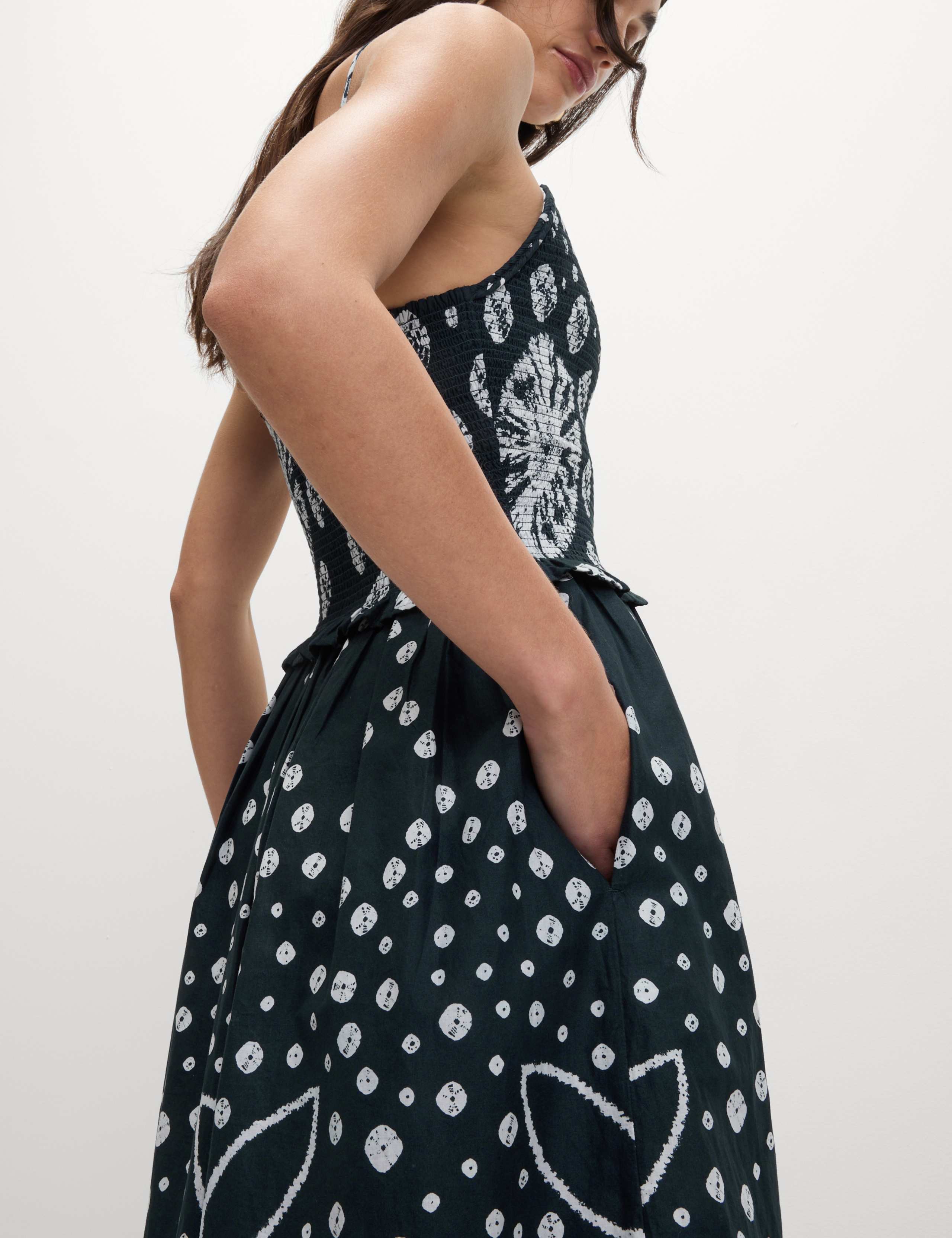 Pure Cotton Floral Midi Waisted Dress 4 of 6