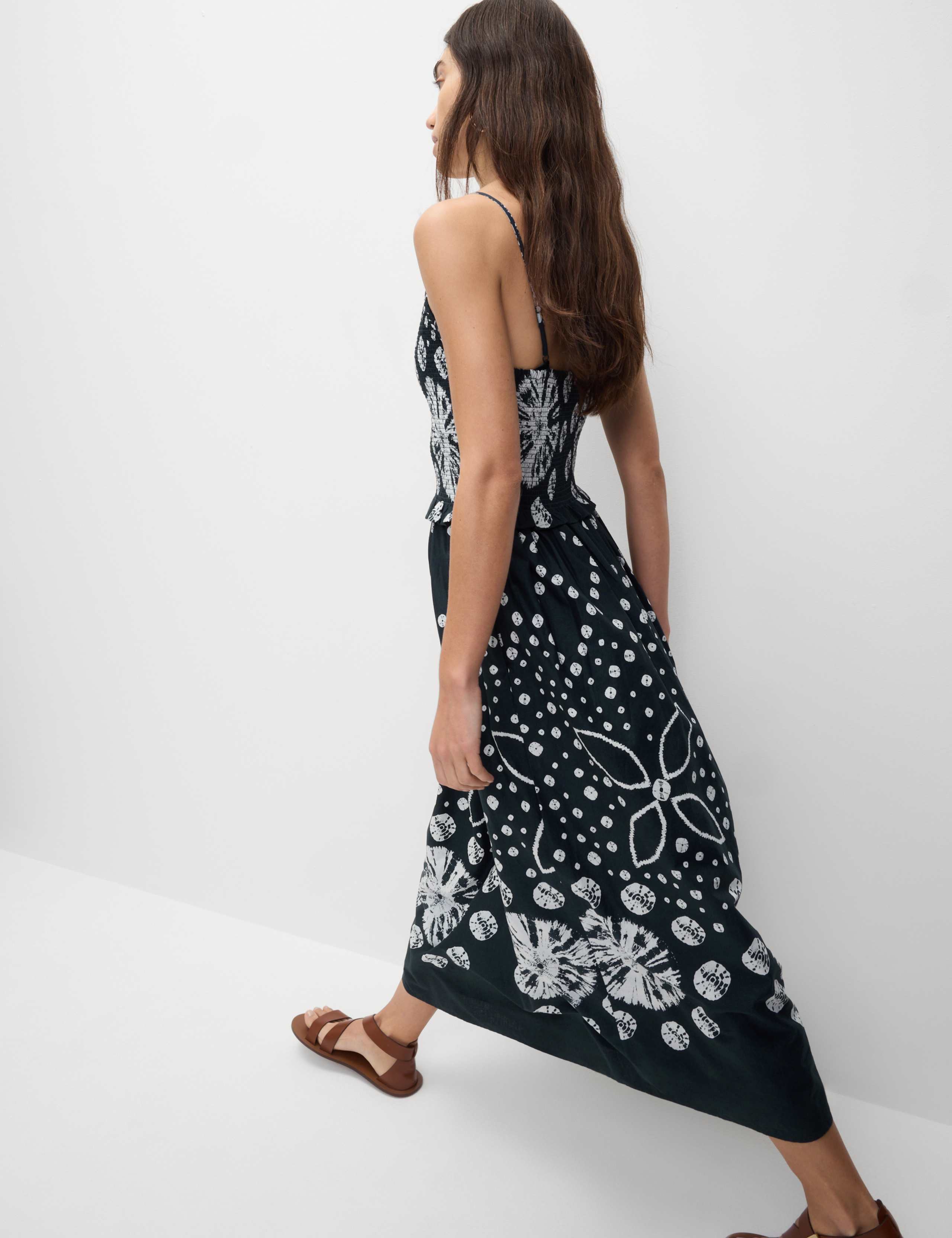 Pure Cotton Floral Midi Waisted Dress 5 of 6