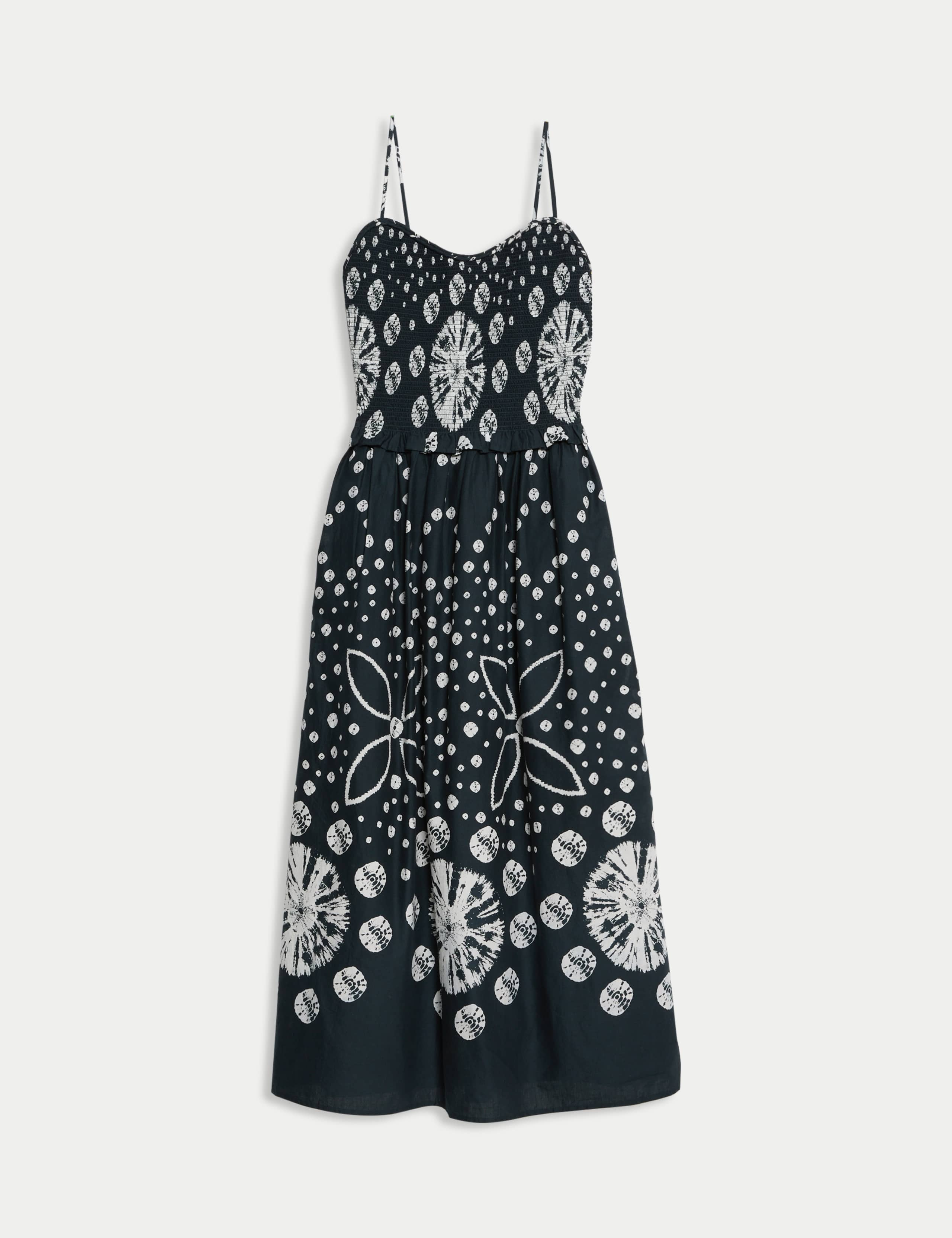 Pure Cotton Floral Midi Waisted Dress 2 of 6
