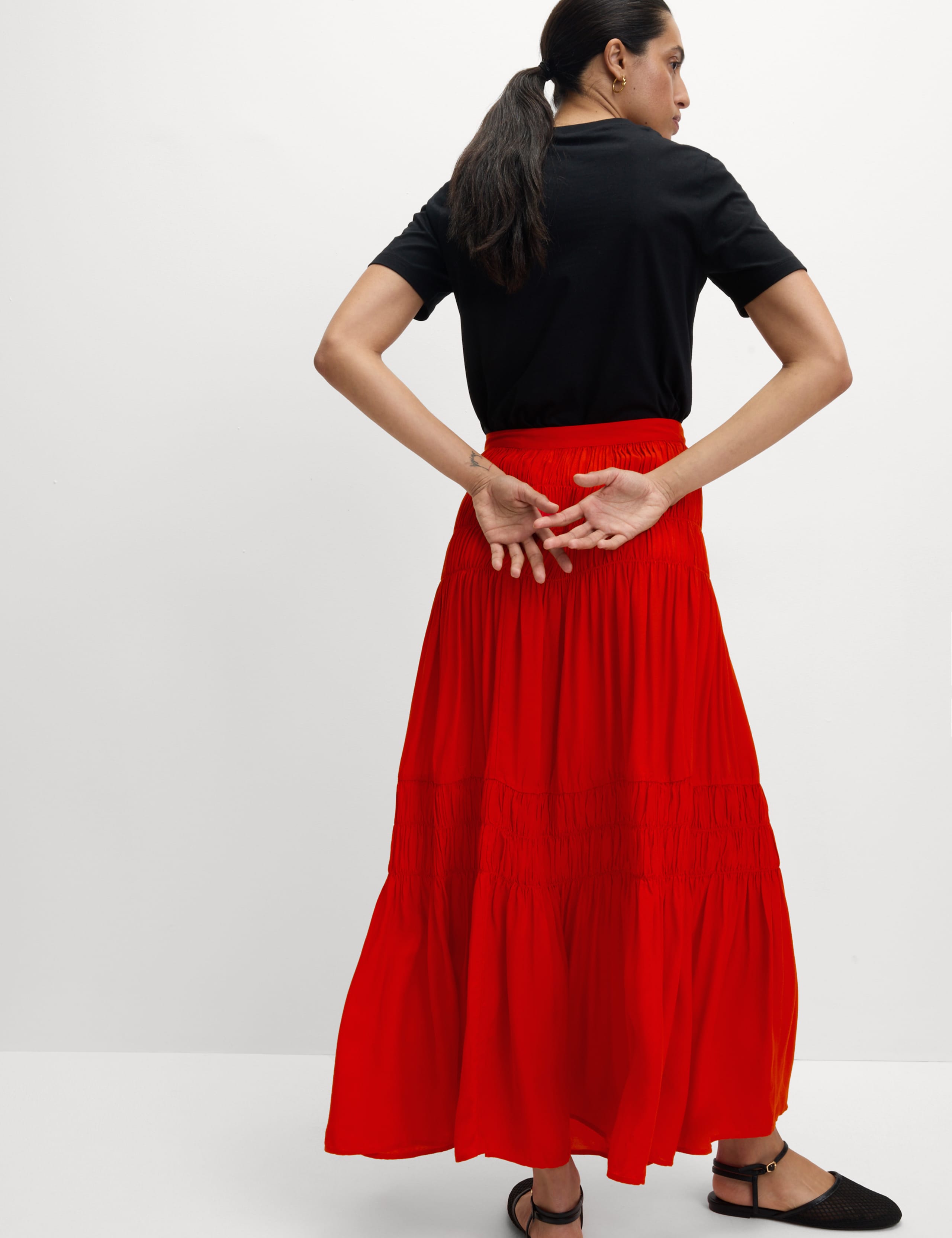 Shirred Midaxi Tiered Skirt 5 of 7
