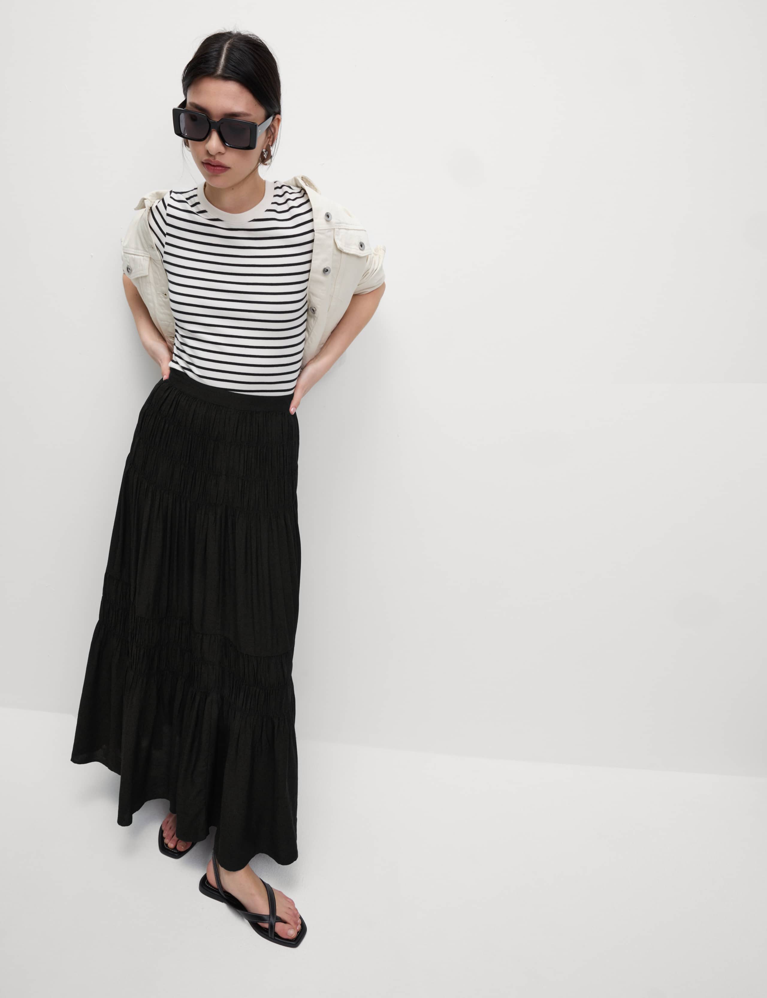 Shirred Midaxi Tiered Skirt 3 of 6