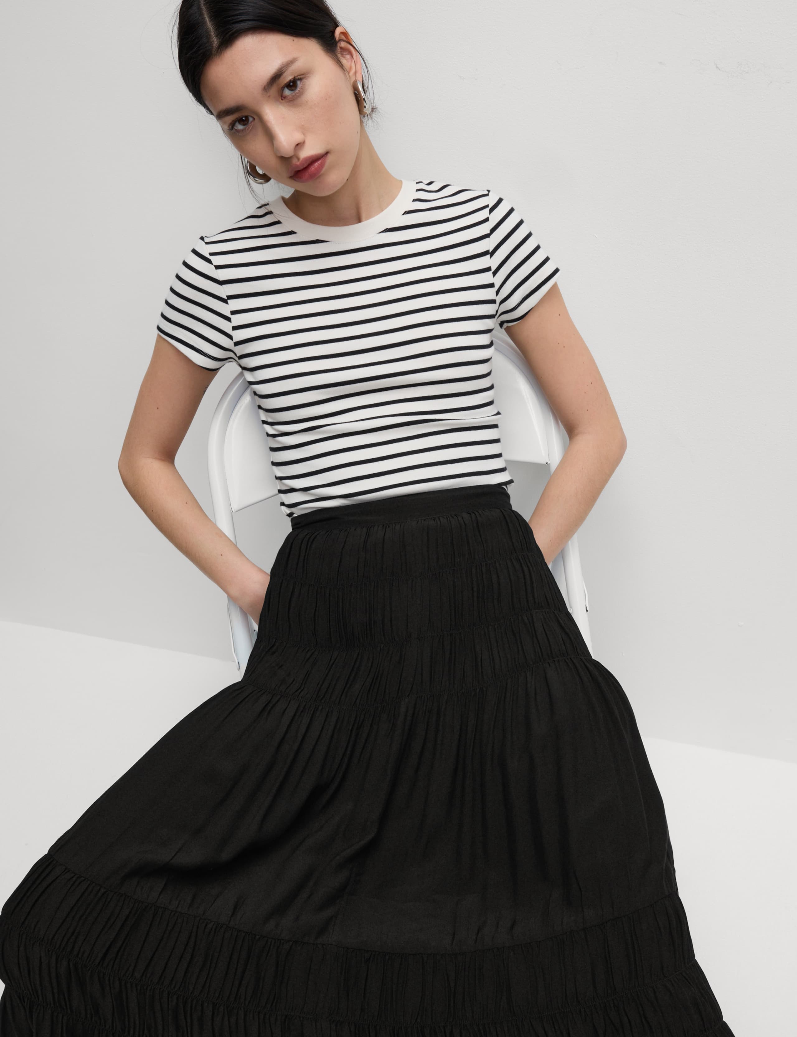 Shirred Midaxi Tiered Skirt 5 of 6