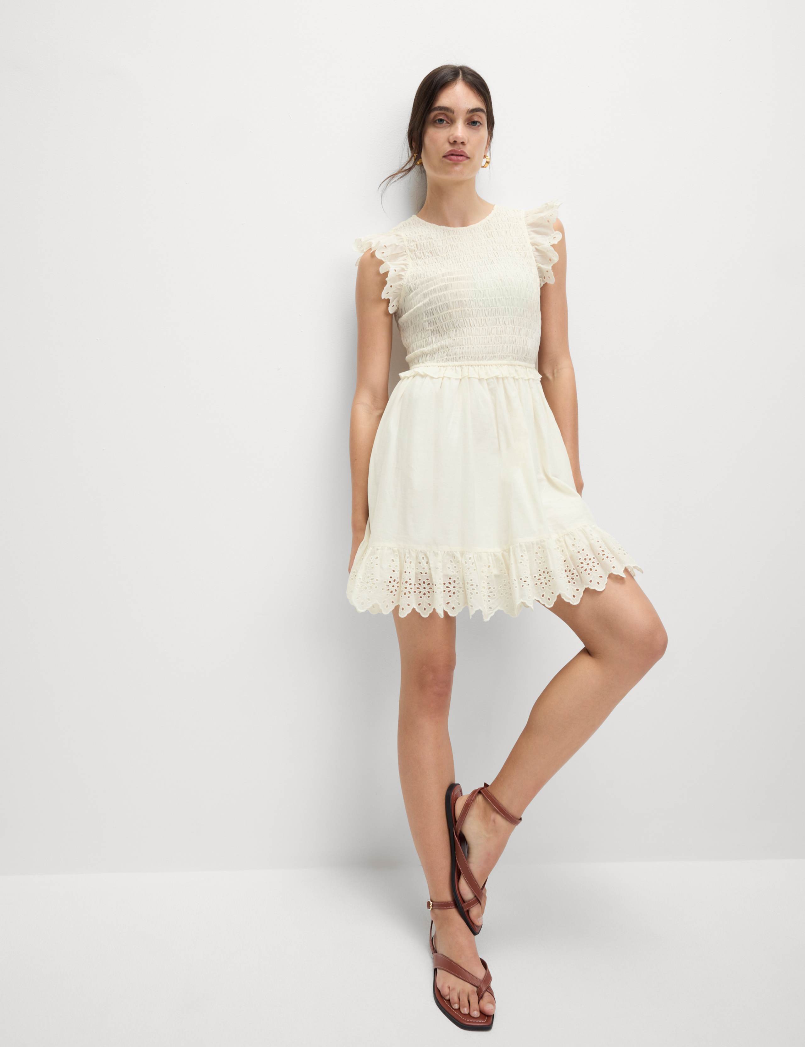 Pure Cotton Shirred Mini Waisted Dress 4 of 5