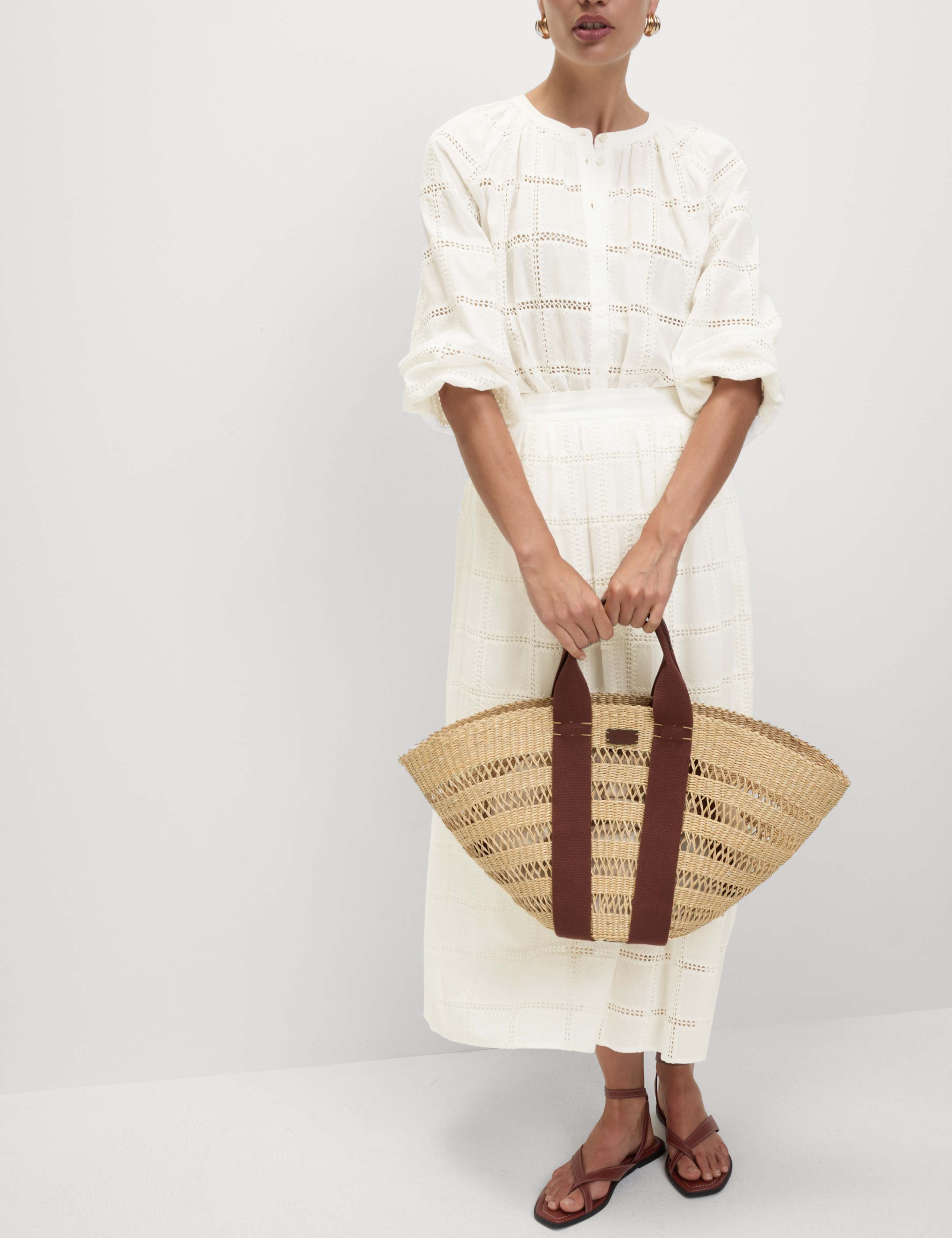 Pure Cotton Broderie Midaxi A-Line Skirt 3 of 5