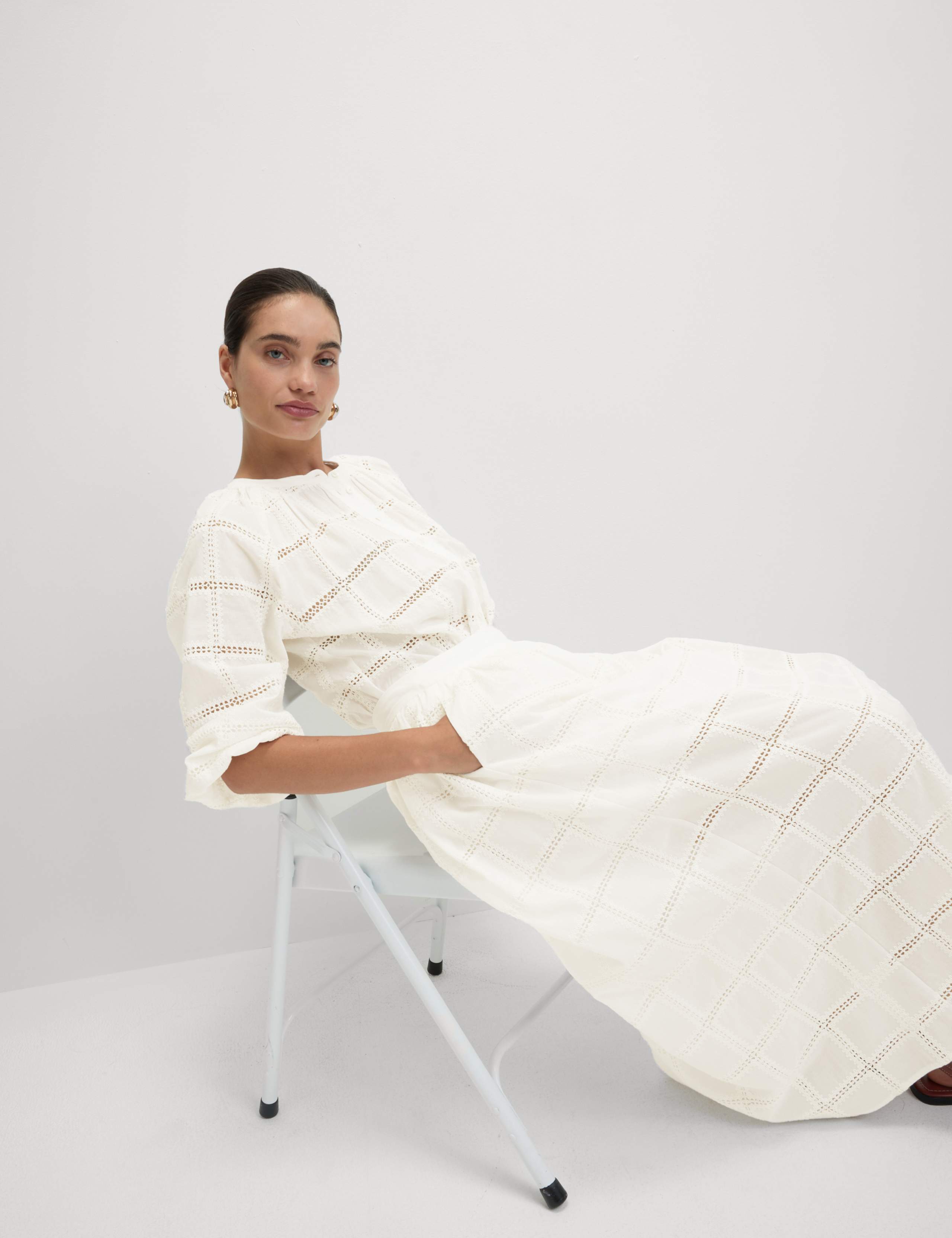 Pure Cotton Broderie Midaxi A-Line Skirt 4 of 5