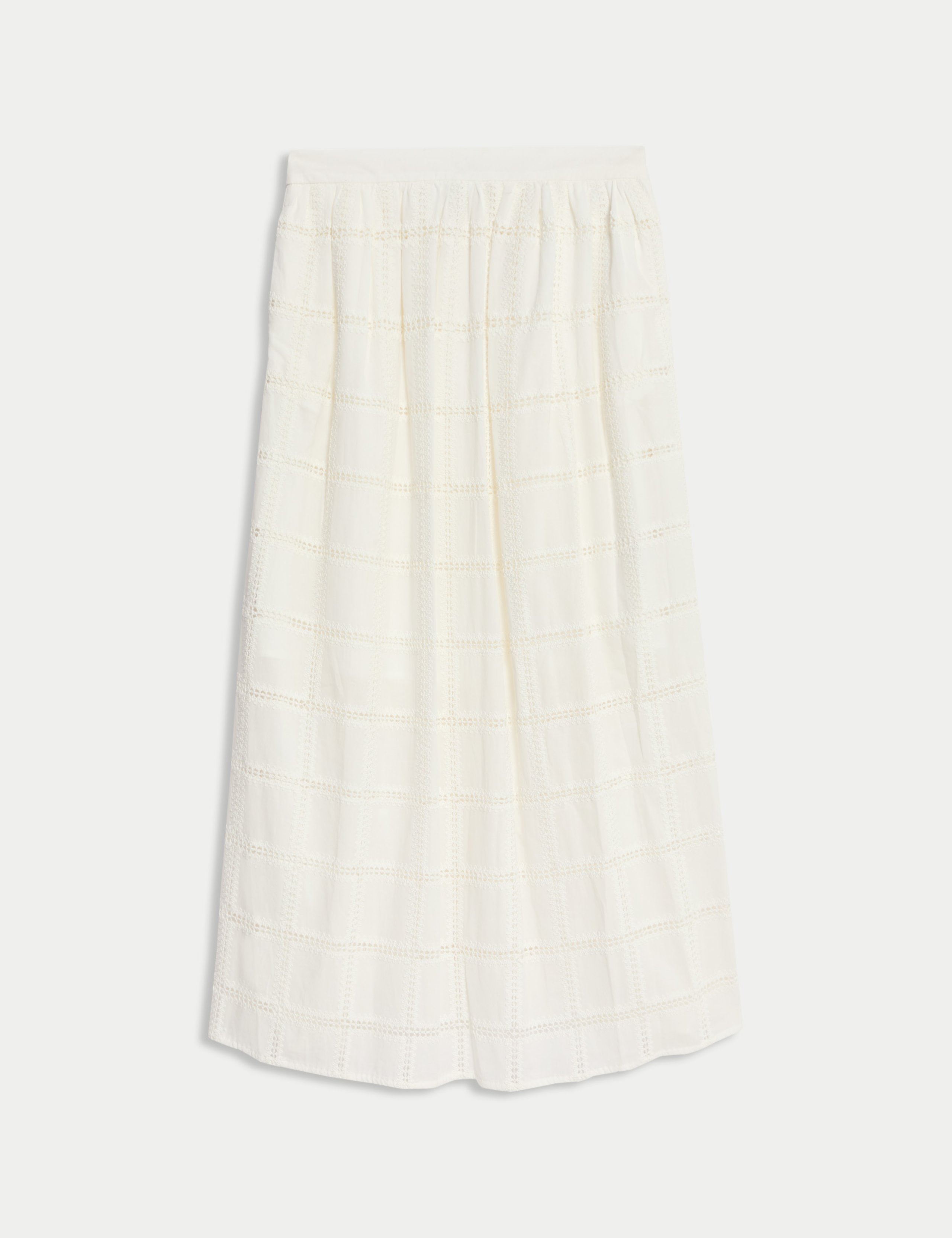 Pure Cotton Broderie Midaxi A-Line Skirt 2 of 5