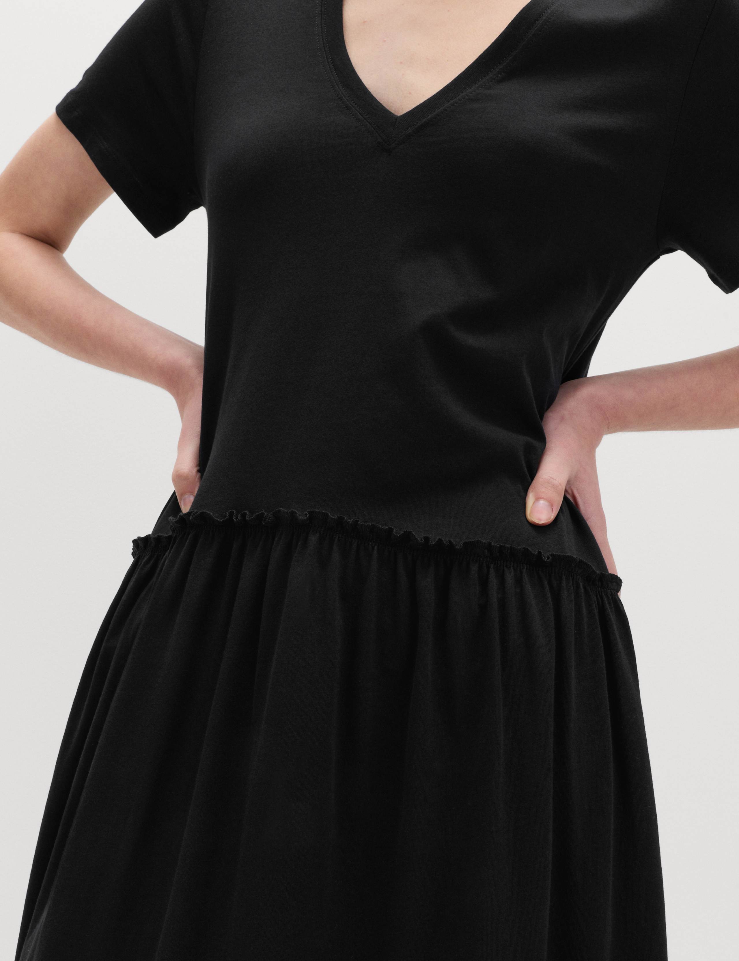 Jersey V-Neck Midi Drop Waist Dress 3 of 5