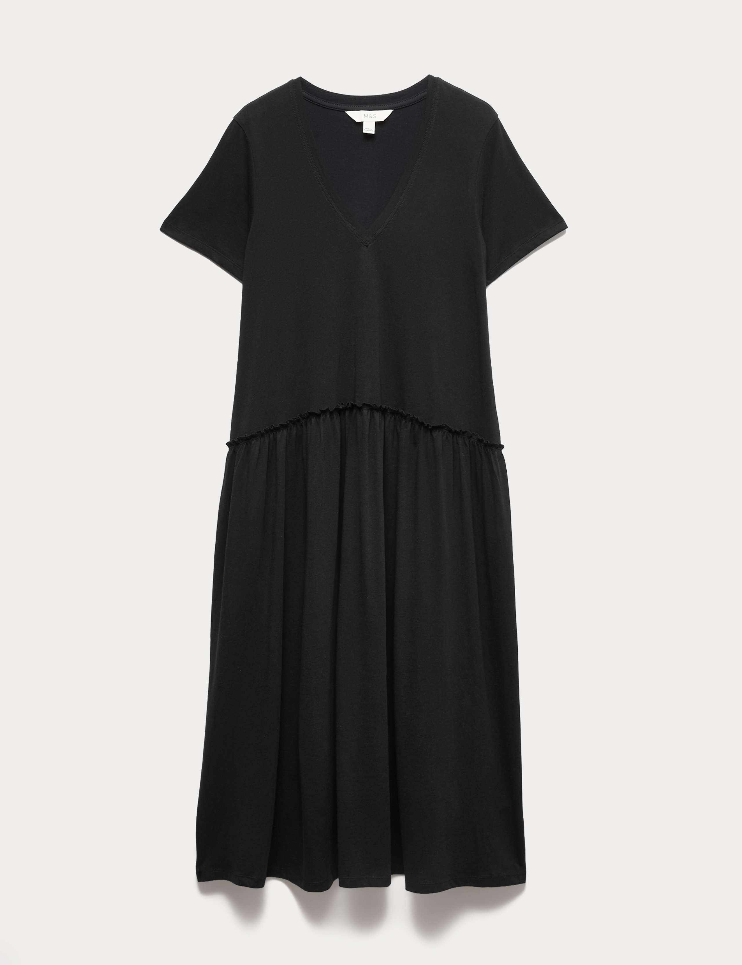 Jersey V-Neck Midi Drop Waist Dress 2 of 5