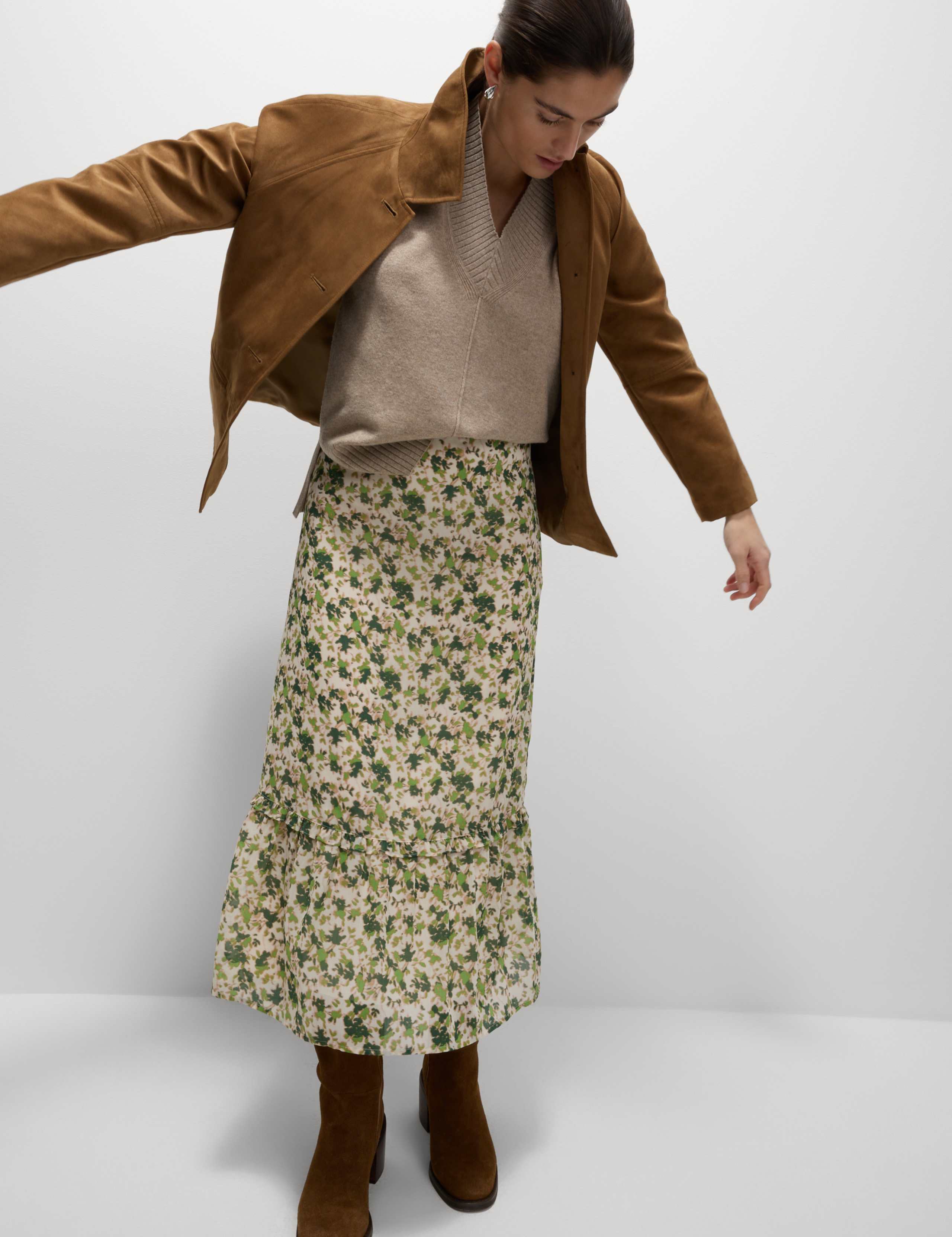 Chiffon Floral Midi Circle Skirt 3 of 4