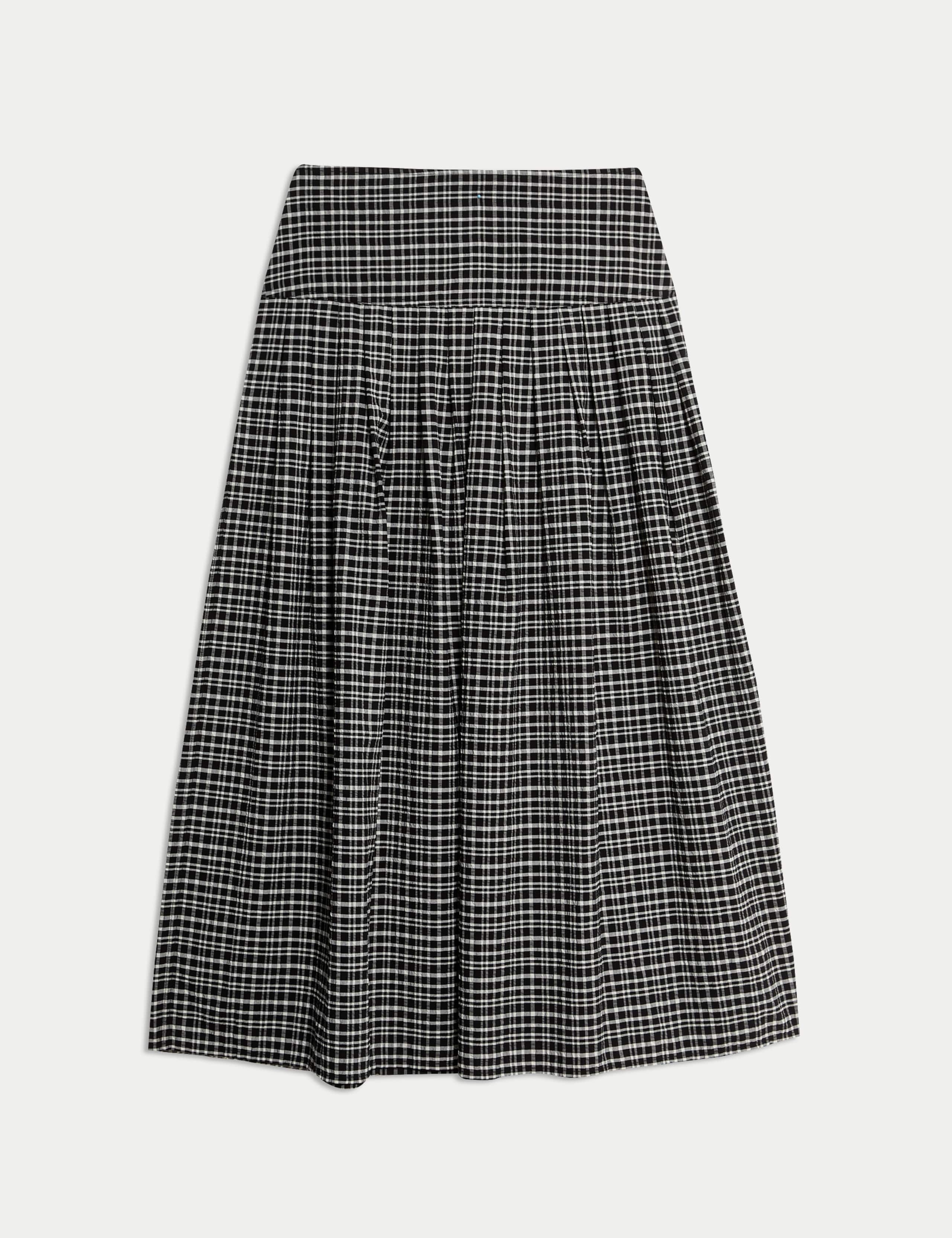 Checked Pleated Midaxi A-Line Skirt 2 of 4