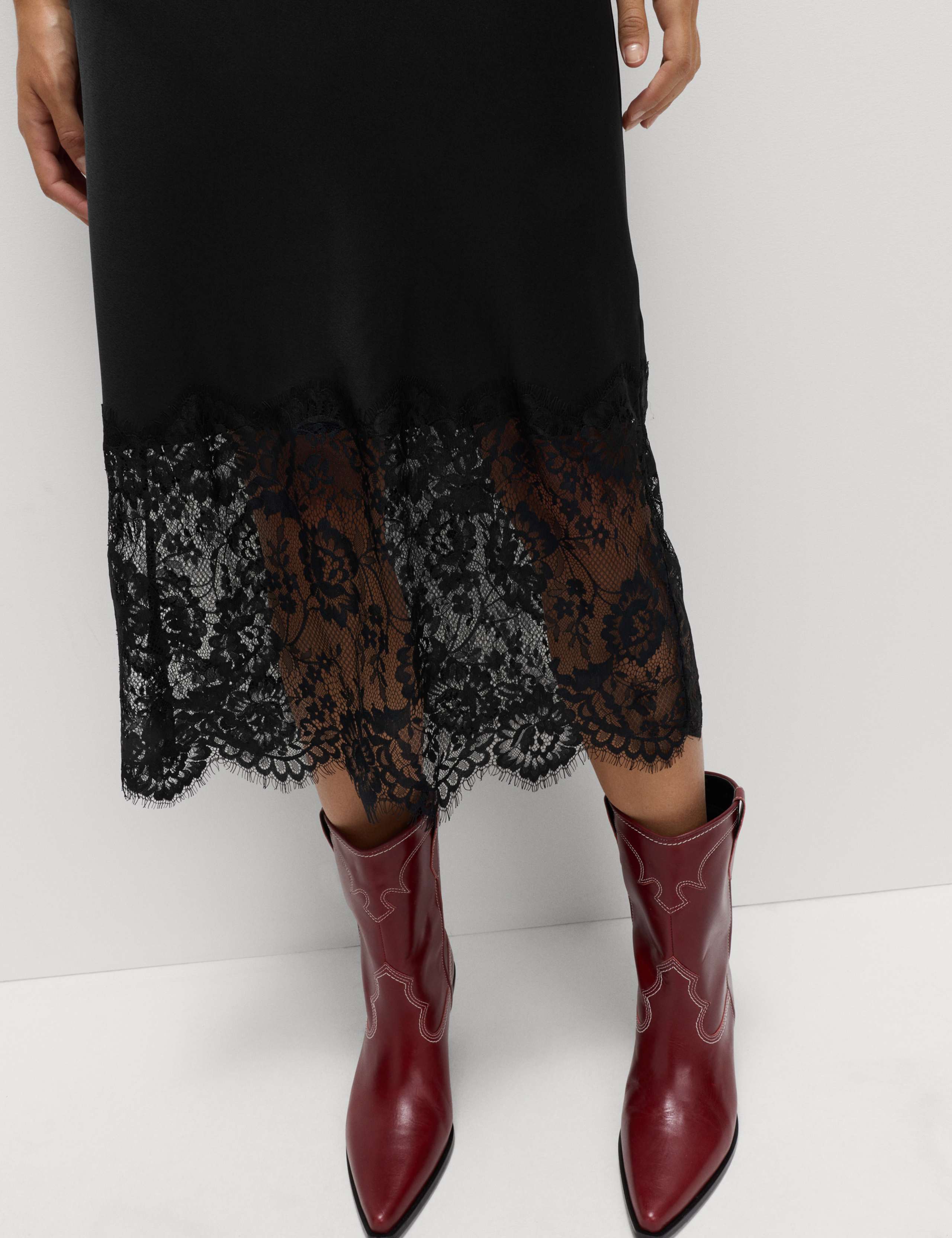 Satin Lace V-Neck Midaxi Slip Dress 6 of 7