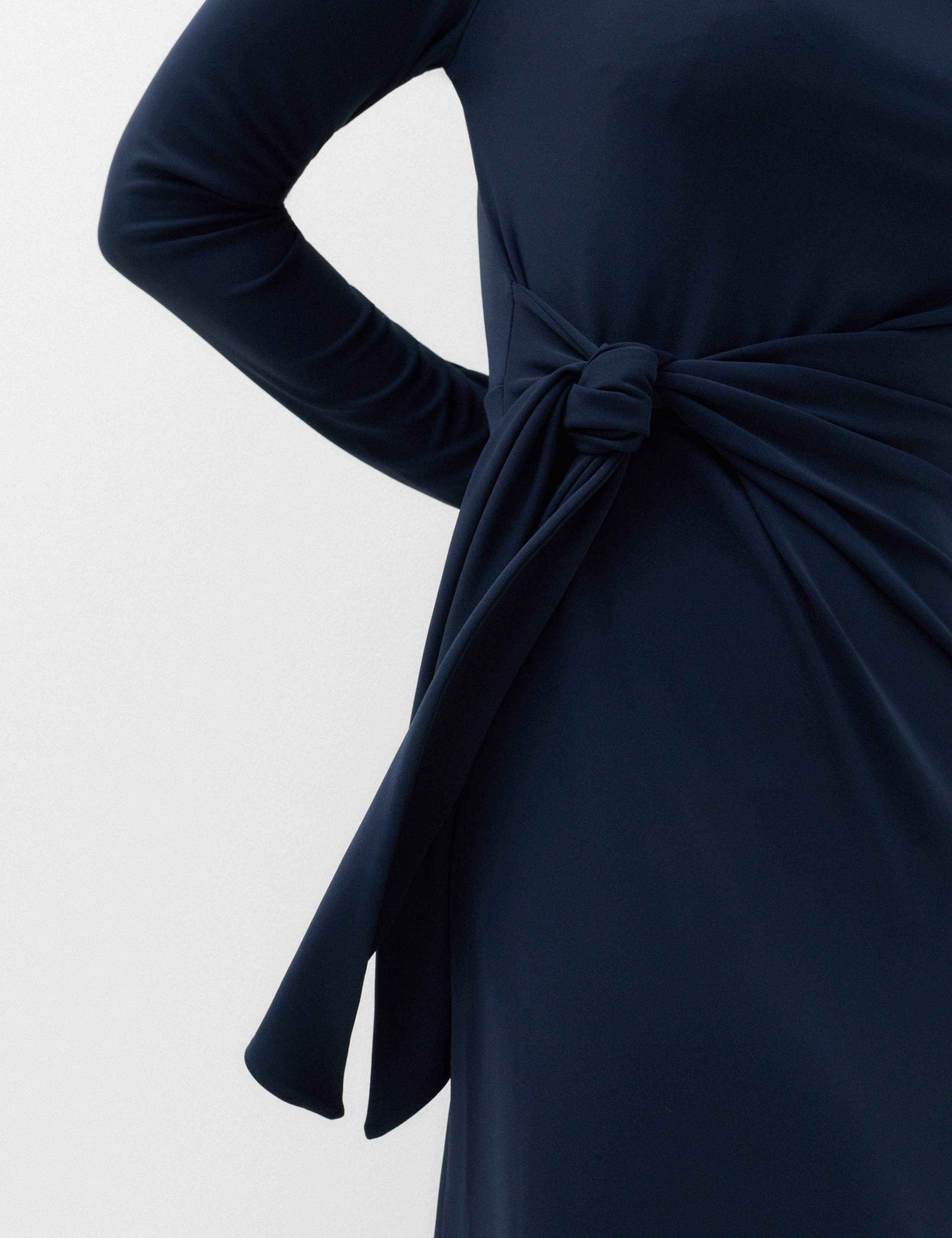 Jersey Tie Waist Slash Neck Midi Waisted Dress 6 of 7