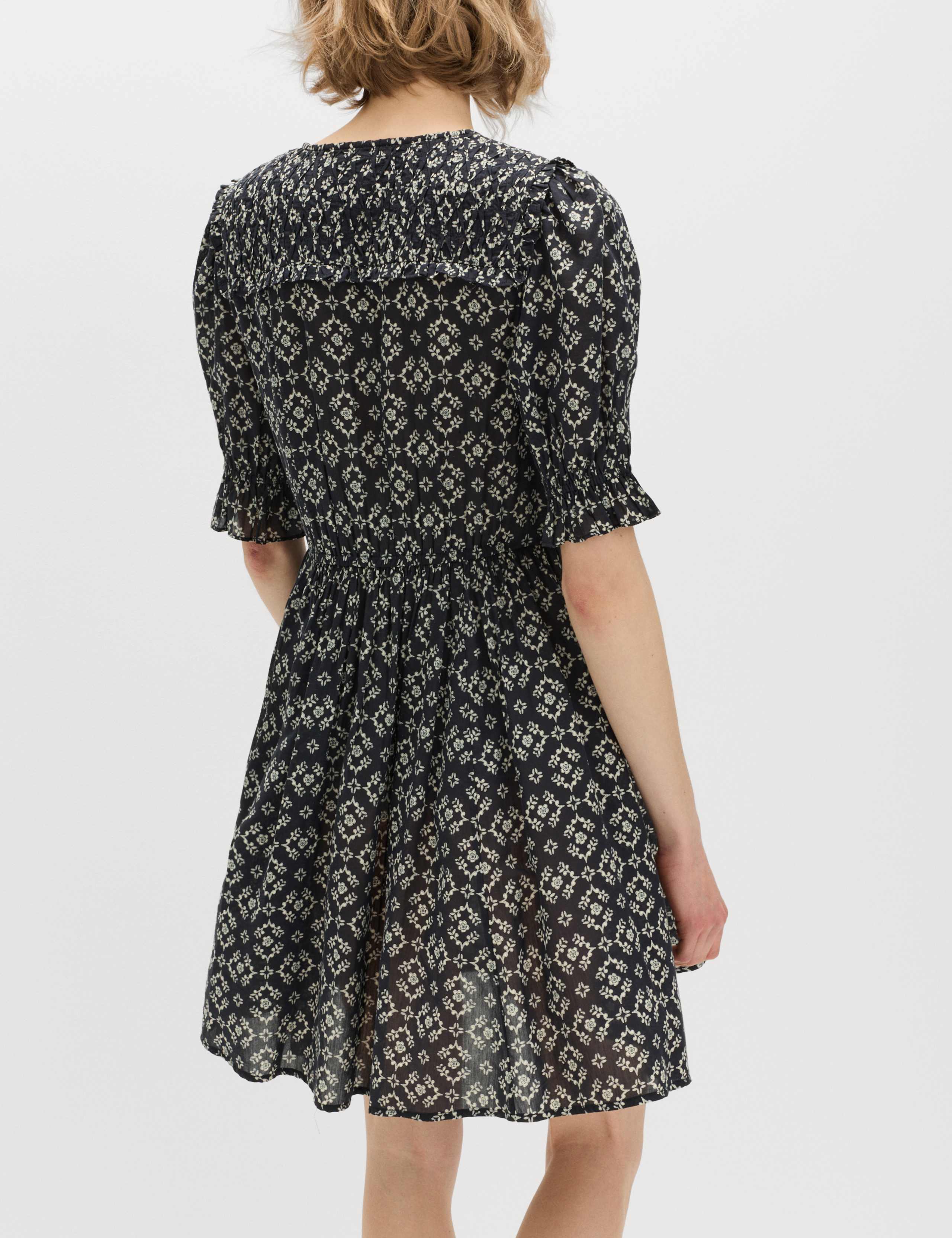 Cotton Rich Printed Mini Waisted Dress 4 of 5
