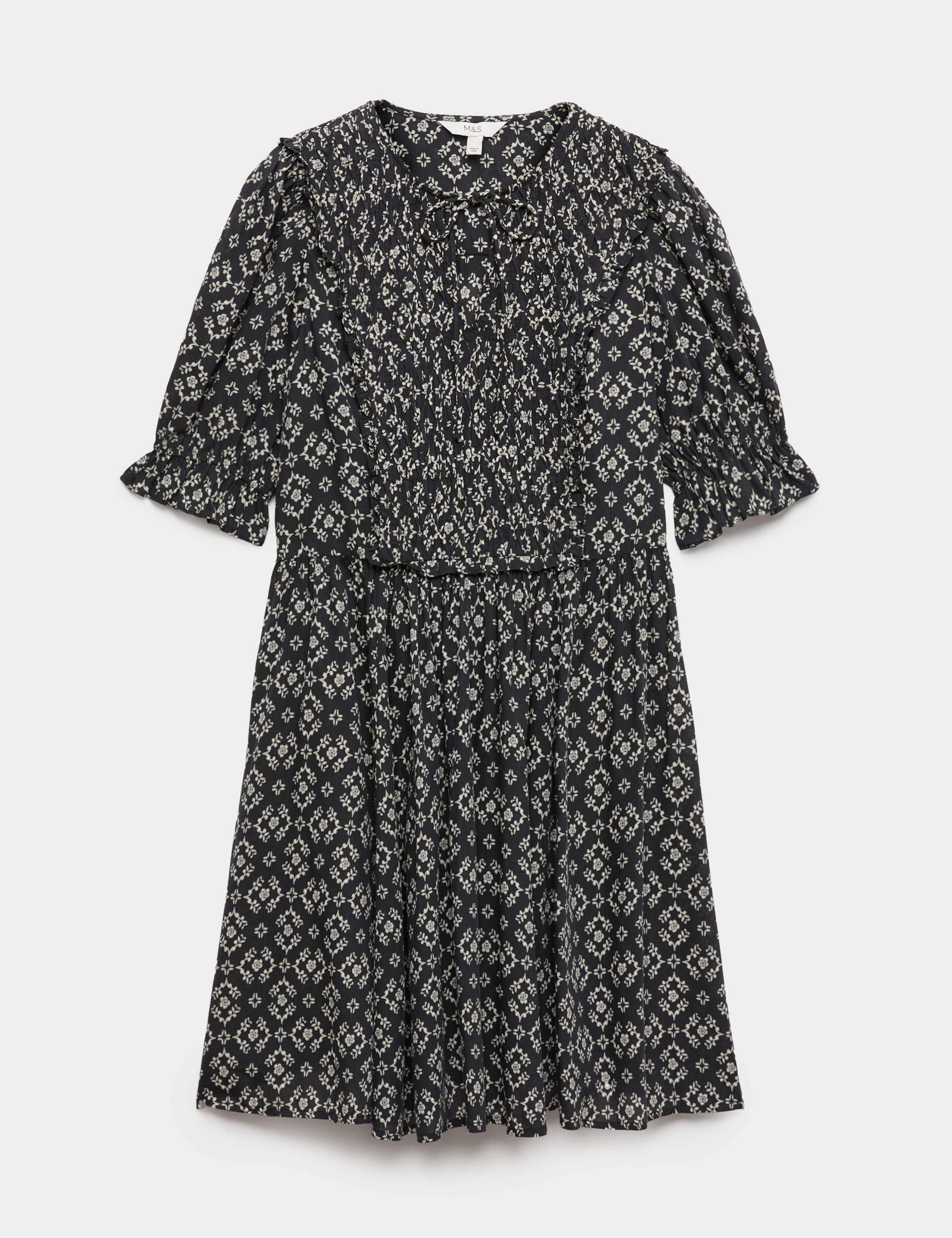 Cotton Rich Printed Mini Waisted Dress 2 of 5