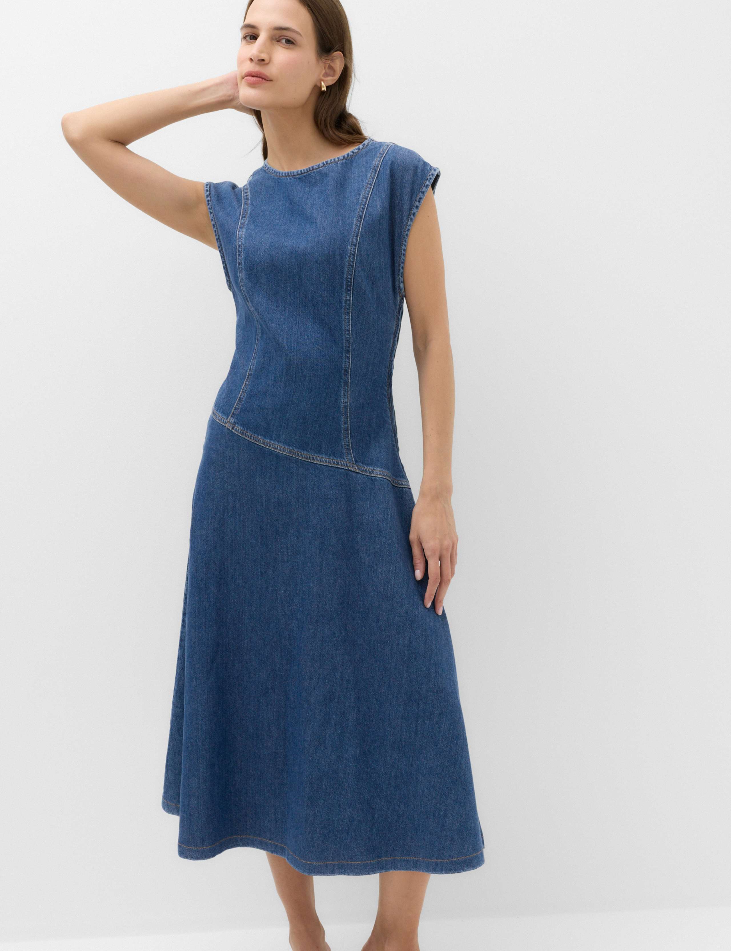 Pure Cotton Denim Midi Column Dress 4 of 7