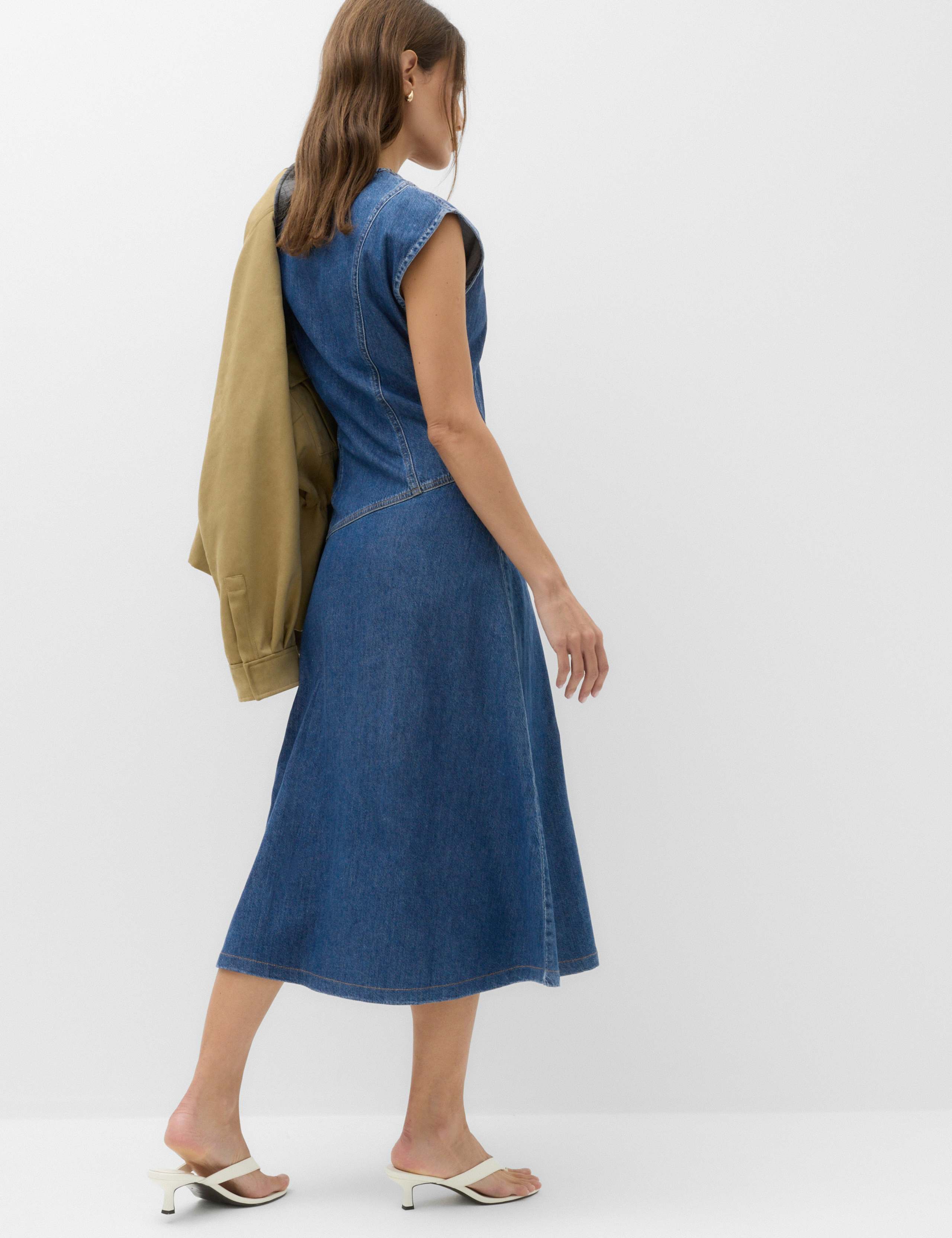 Pure Cotton Denim Midi Column Dress 5 of 7
