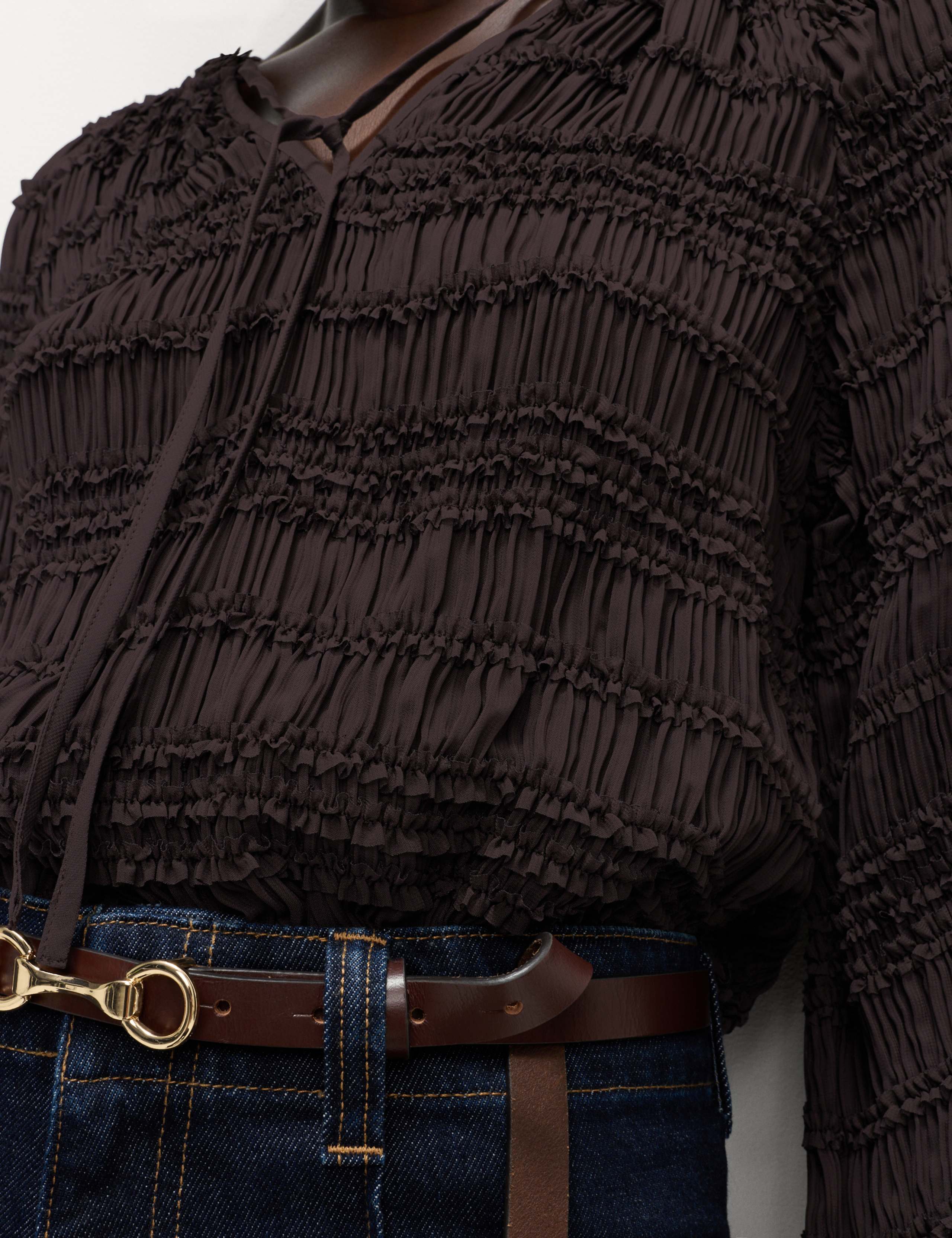 Ruffle Tie Detail Blouson Sleeve Blouse 3 of 6