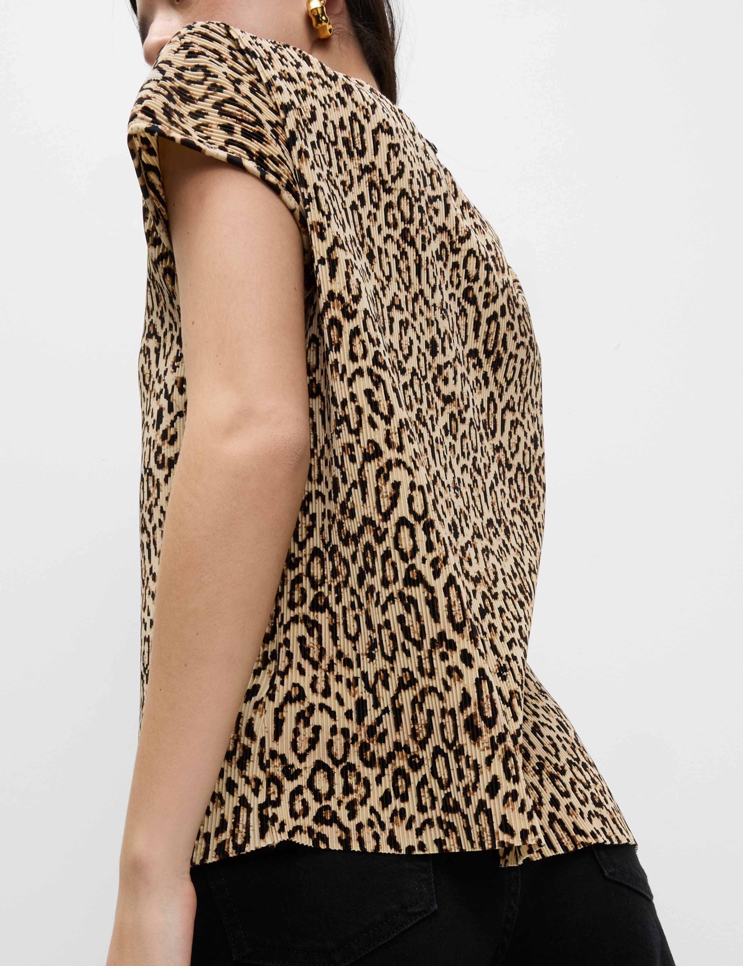 Animal Print Plisse Top 4 of 6