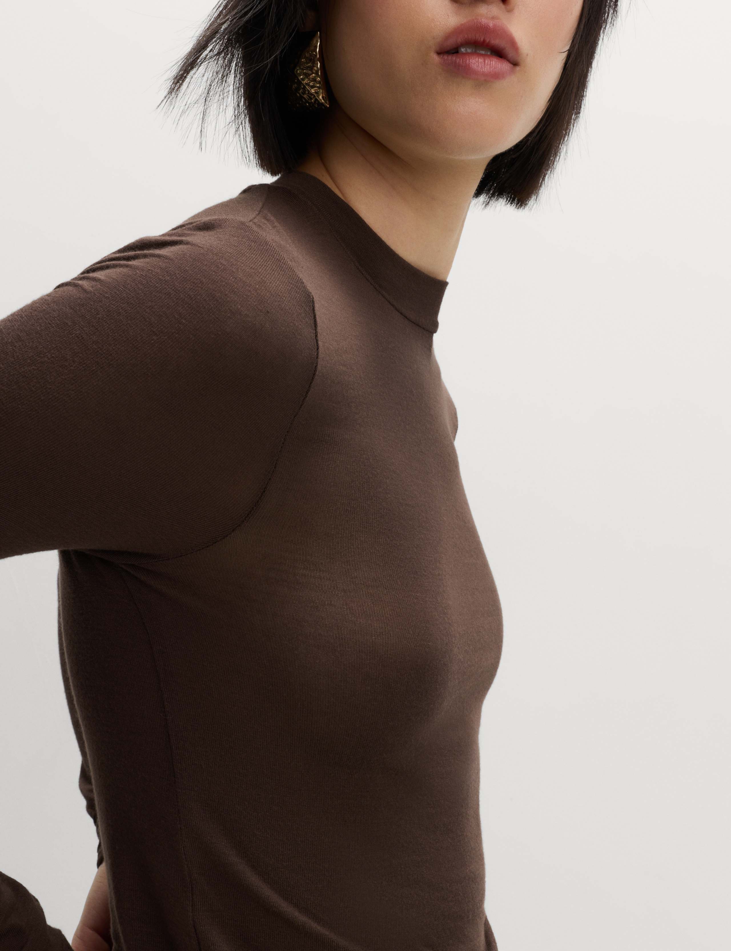 Jersey High Neck Long Sleeve Top with Stretch 6 of 6