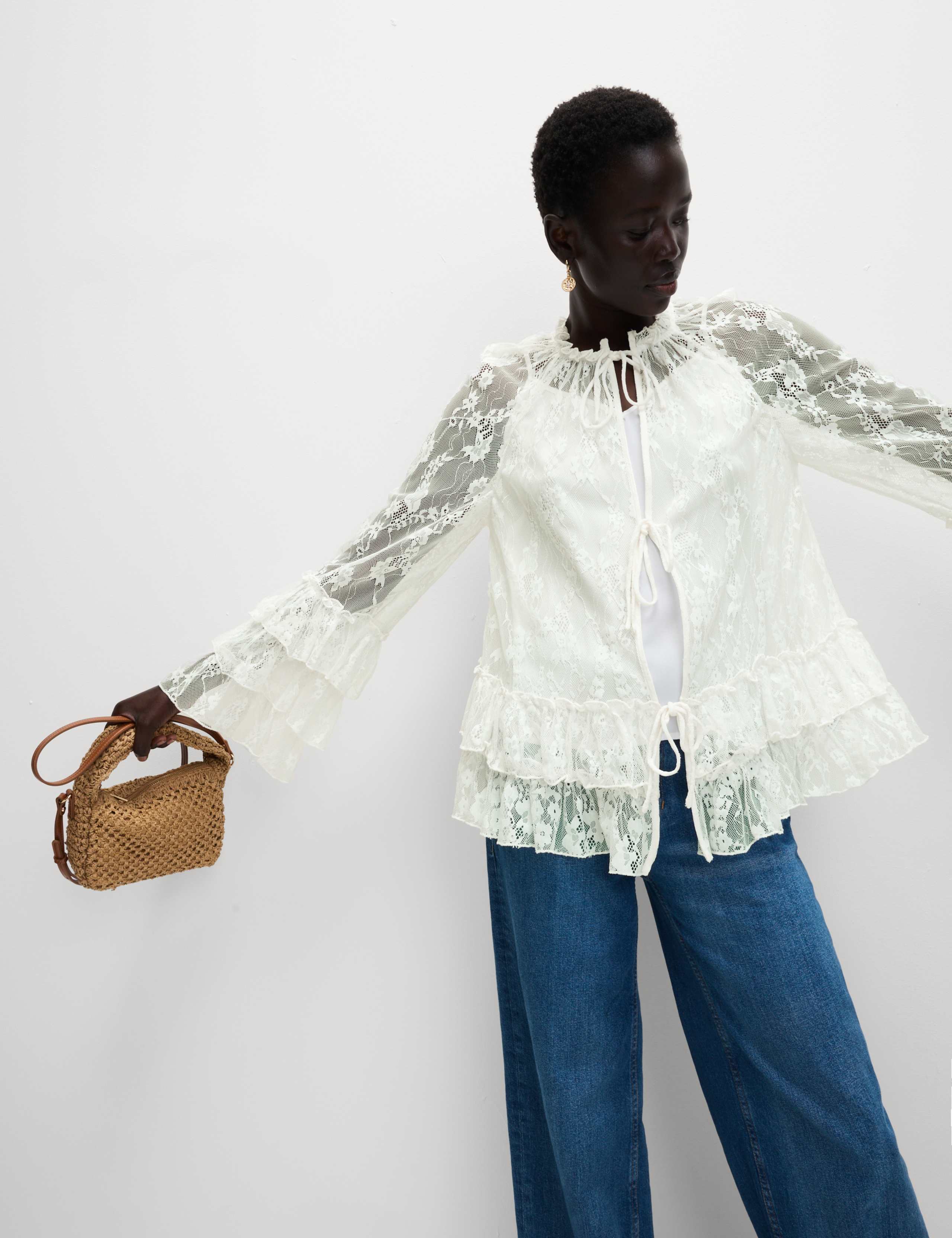 Lace Tie Front Blouse 5 of 5