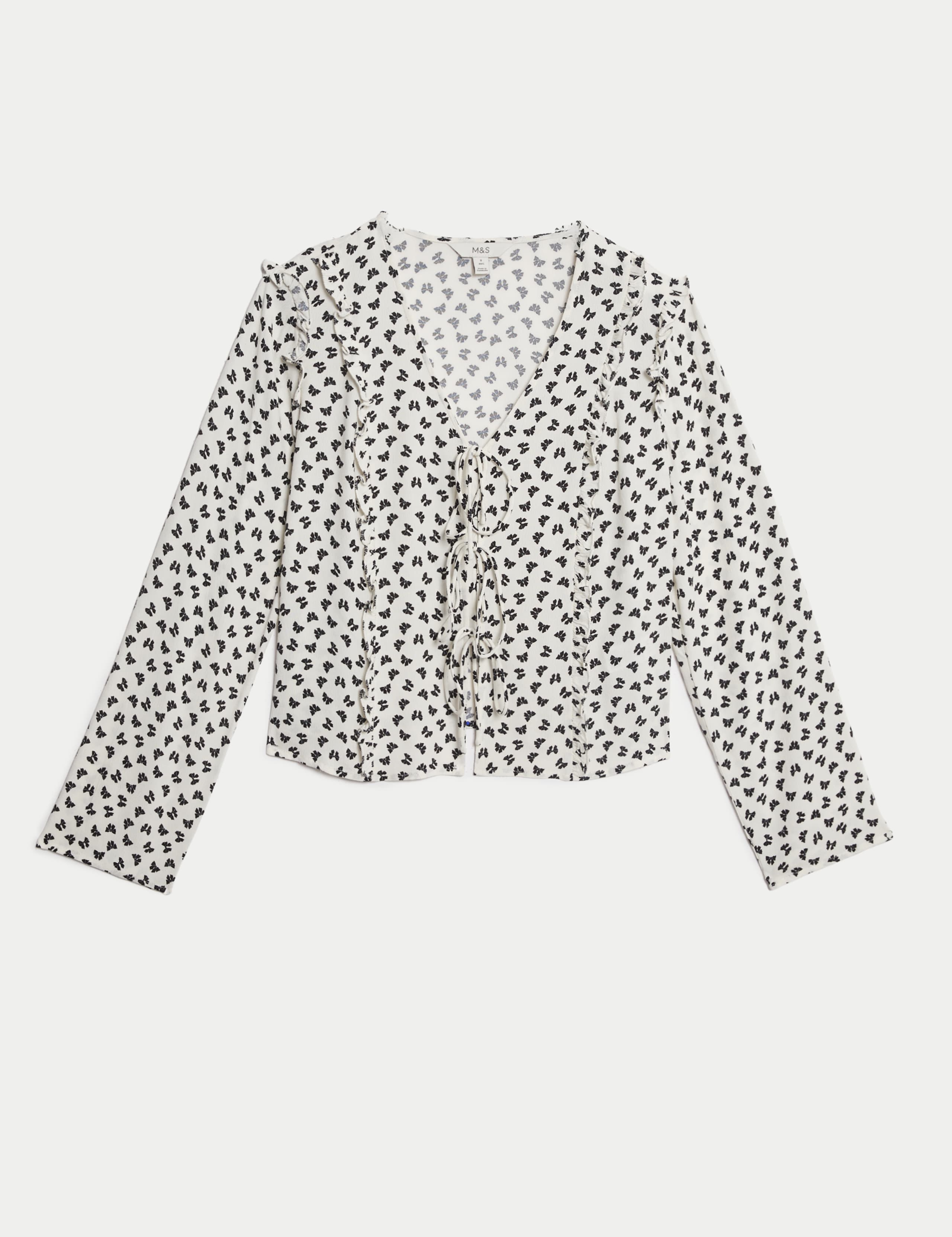 Printed Tie Front Ruffle Blouse | M&S Collection | M&S