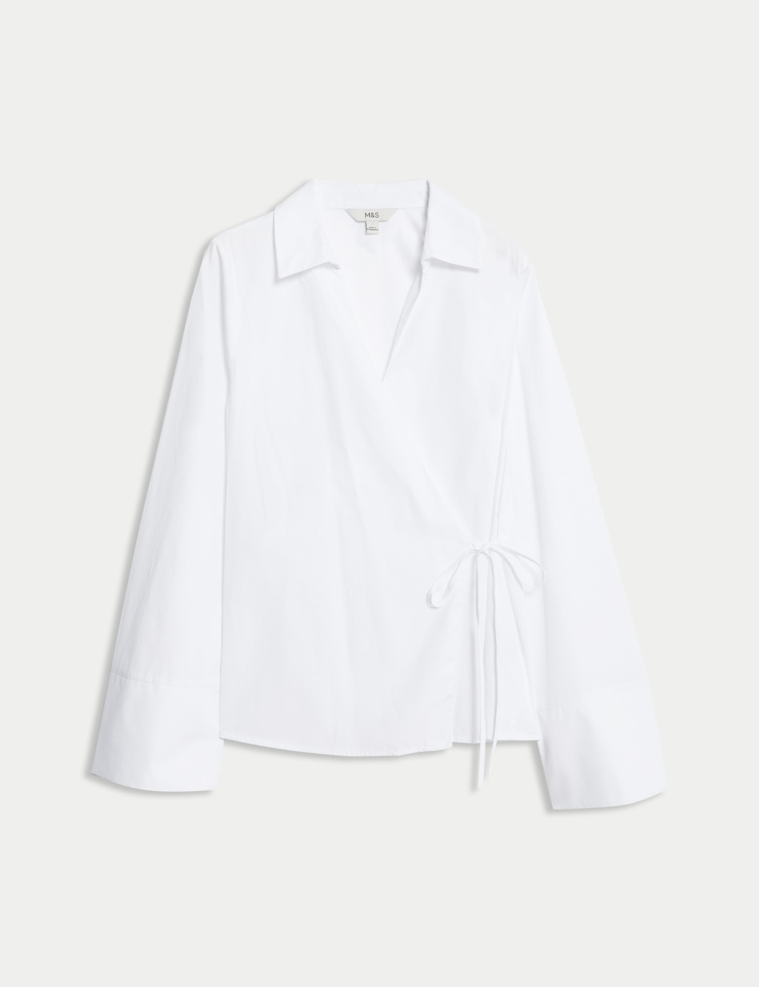 Pure Cotton V-Neck Tie Detail Wrap Shirt 2 of 5