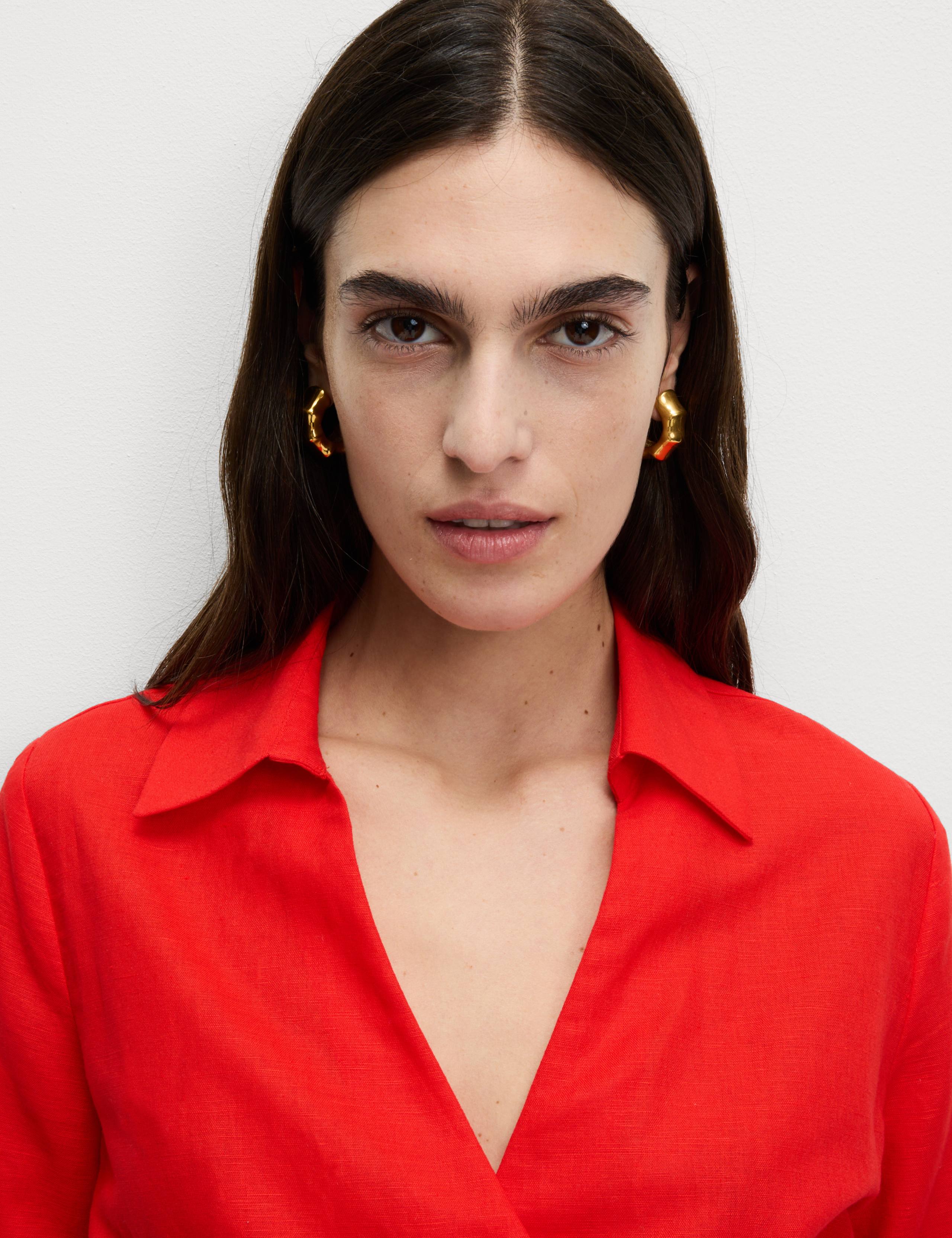 Linen Rich Collared Tie Front Shirt 6 of 6