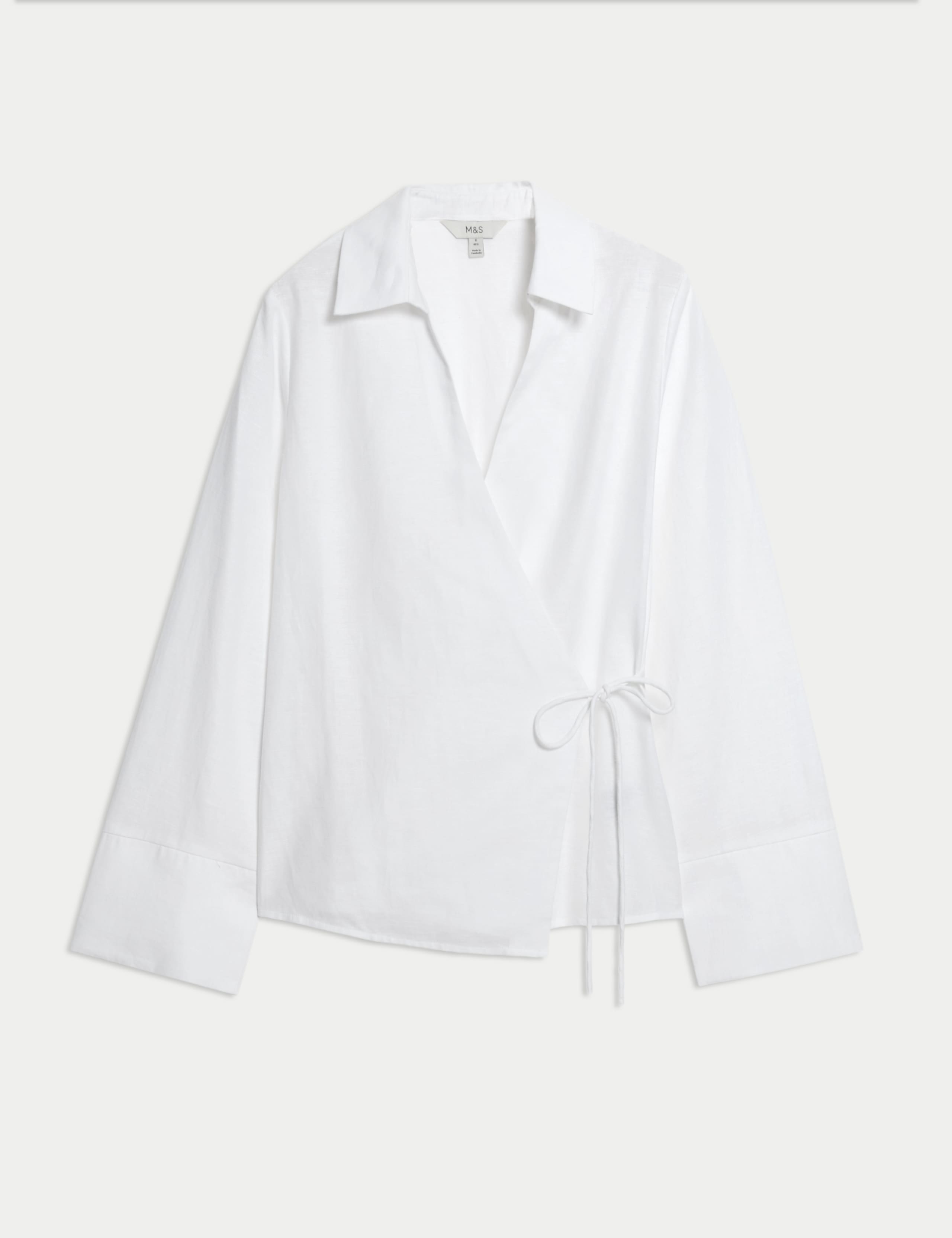 Linen Rich Collared Tie Front Shirt 2 of 6