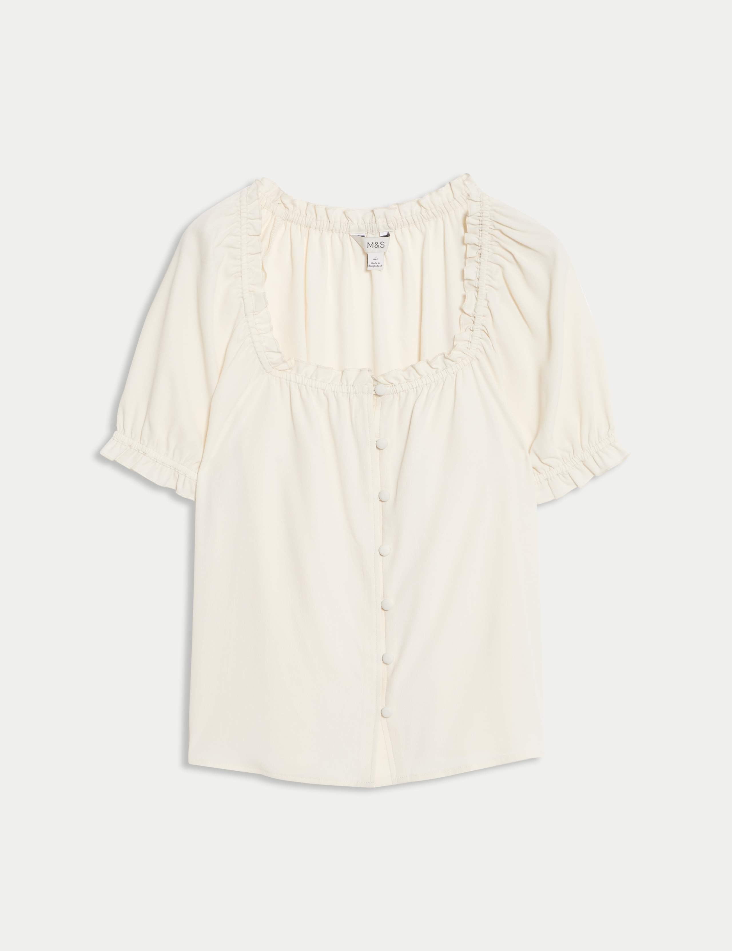 Button Through Square Neck Puff Sleeve Top 2 of 5