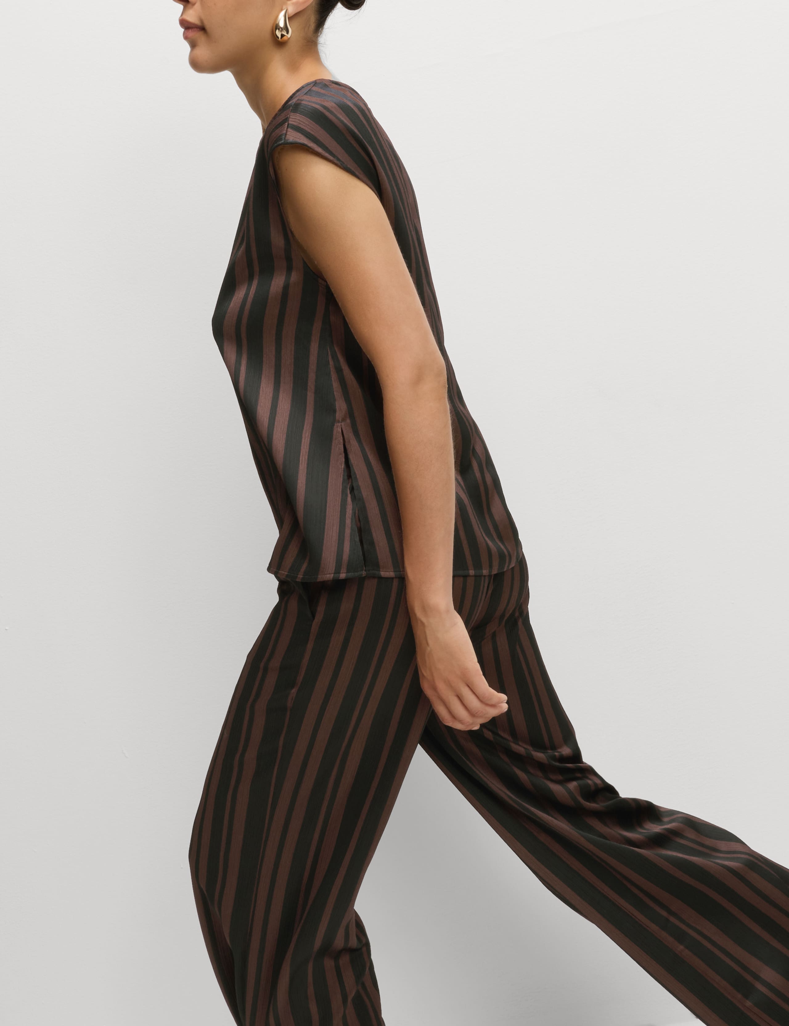 Plisse Striped Round Neck Sleeveless Top 4 of 6