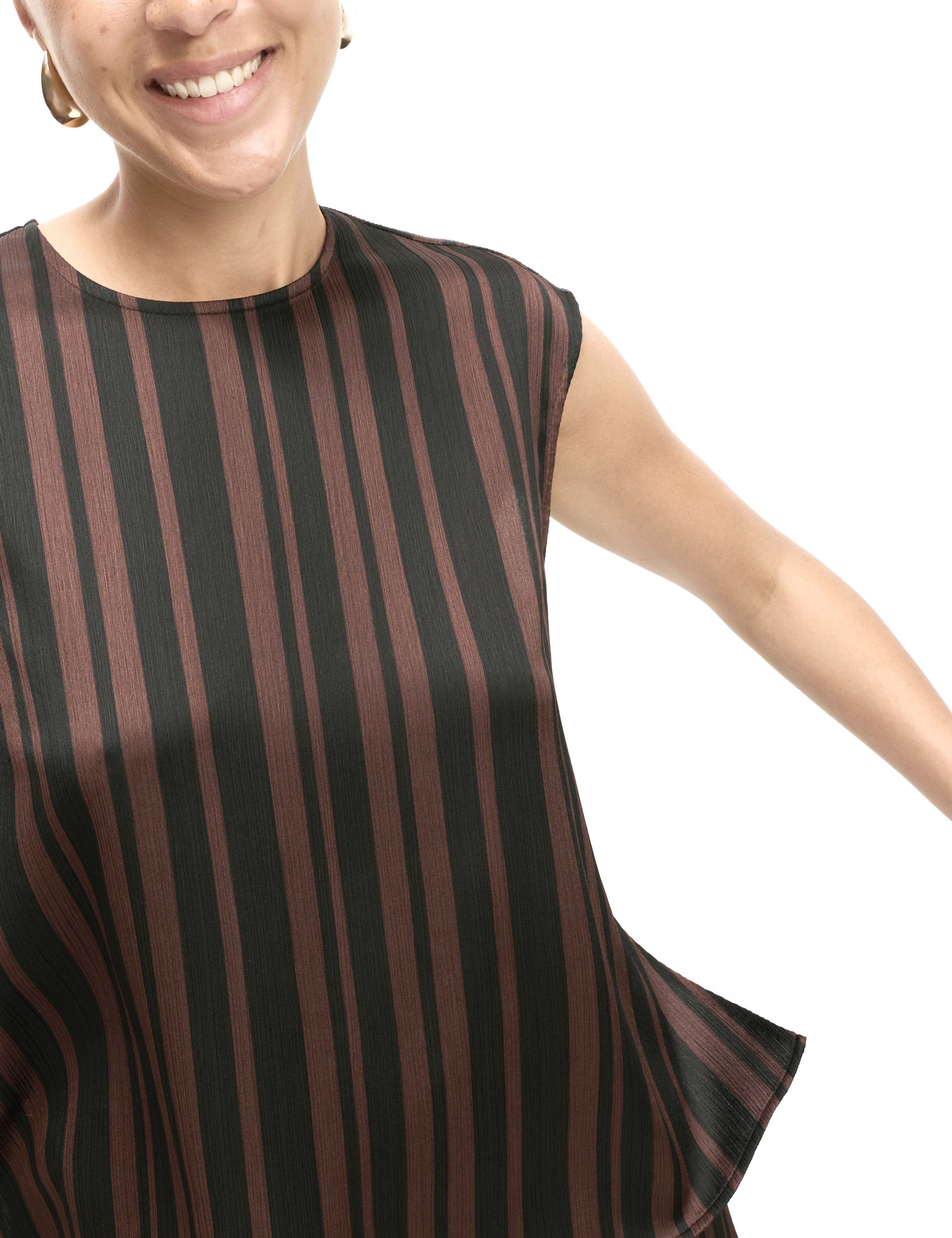 Plisse Striped Round Neck Sleeveless Top 5 of 6