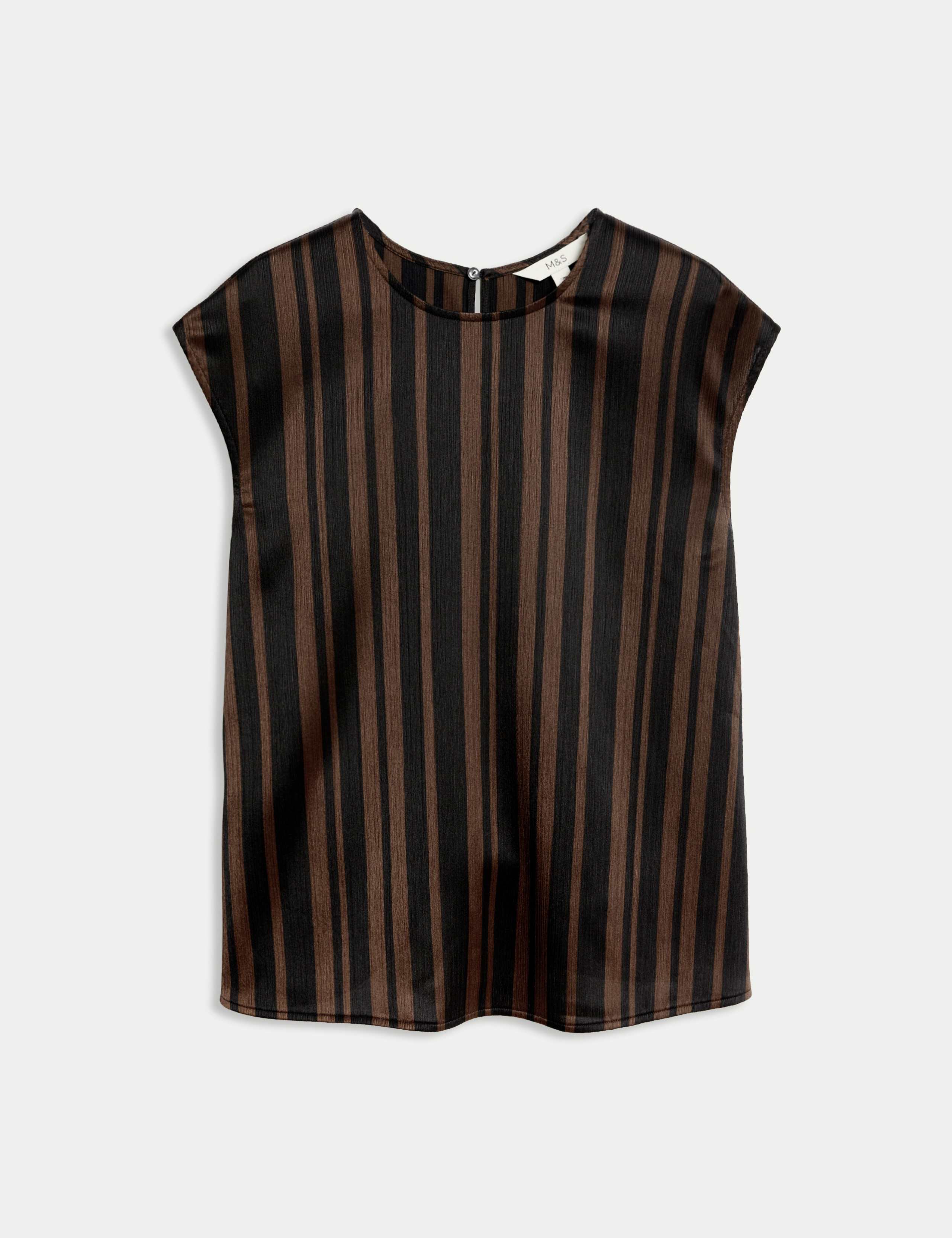 Plisse Striped Round Neck Sleeveless Top 2 of 6
