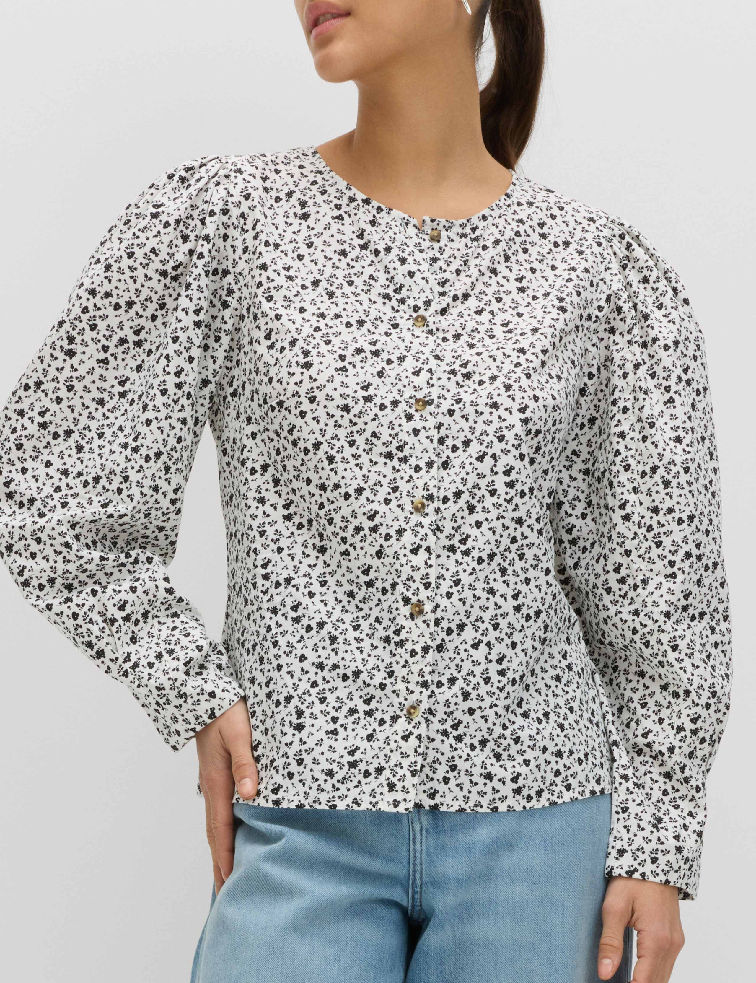 Pure Cotton Printed Button Through Blouse 6 of 6