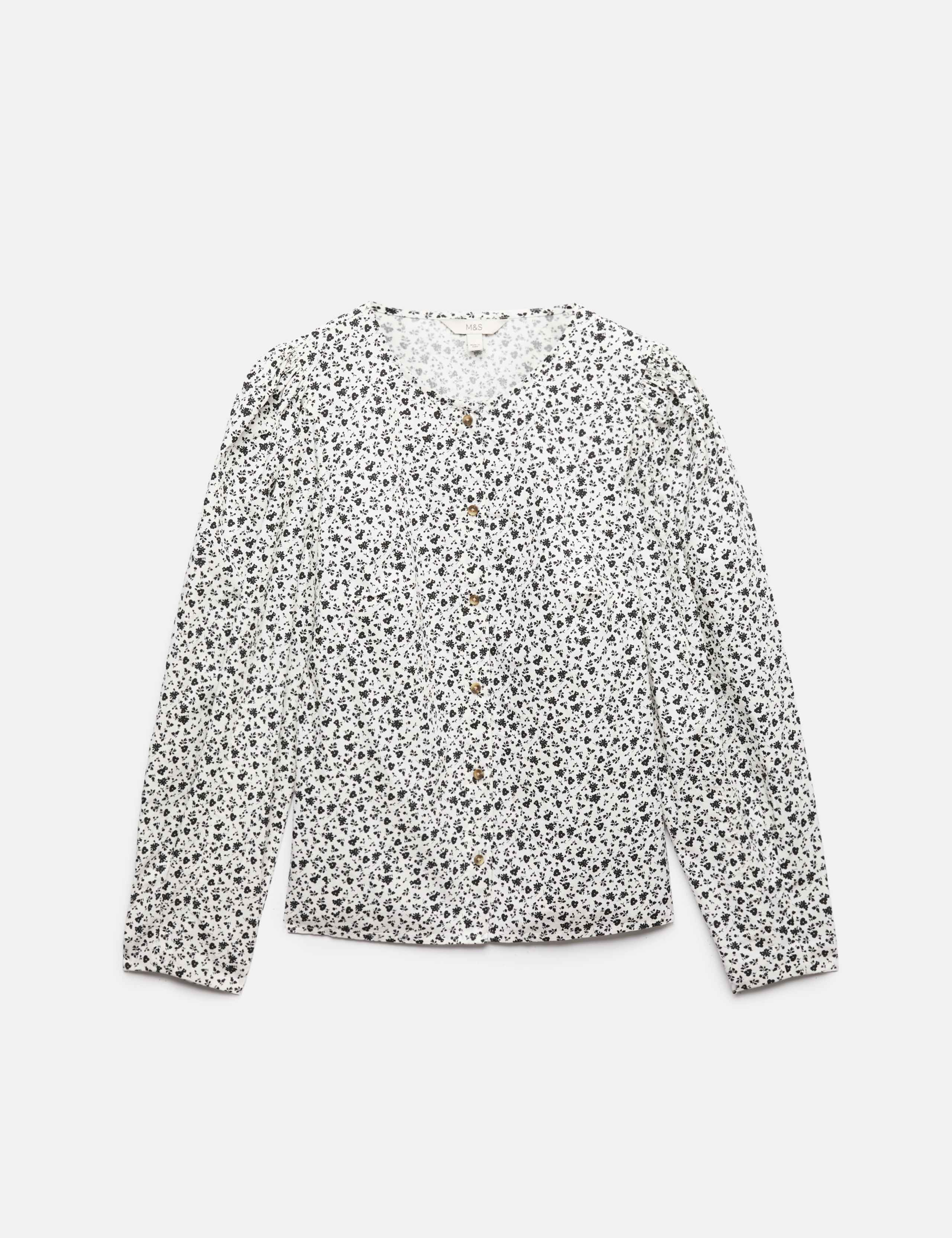 Pure Cotton Printed Button Through Blouse 2 of 6