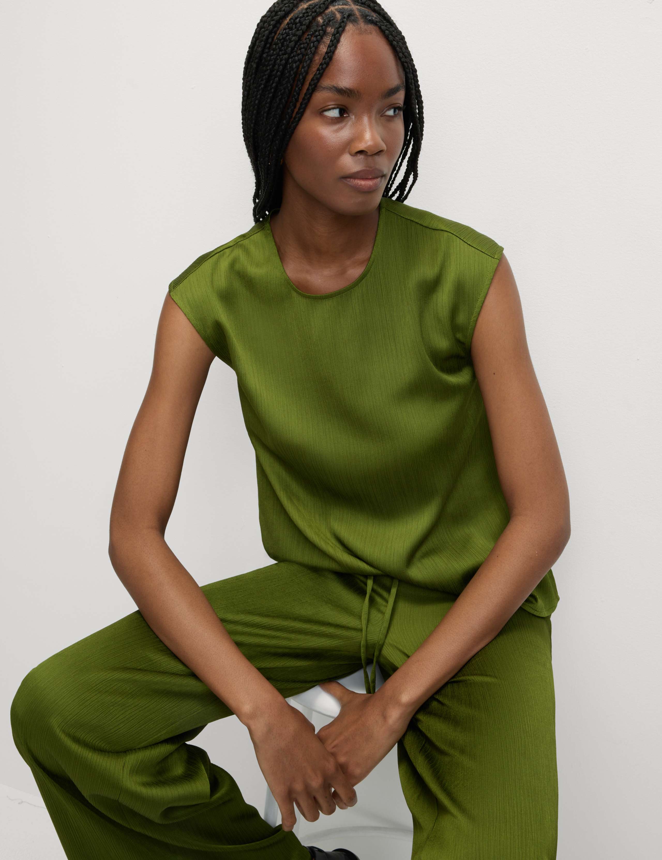 Plisse Round Neck Sleeveless Top 7 of 7