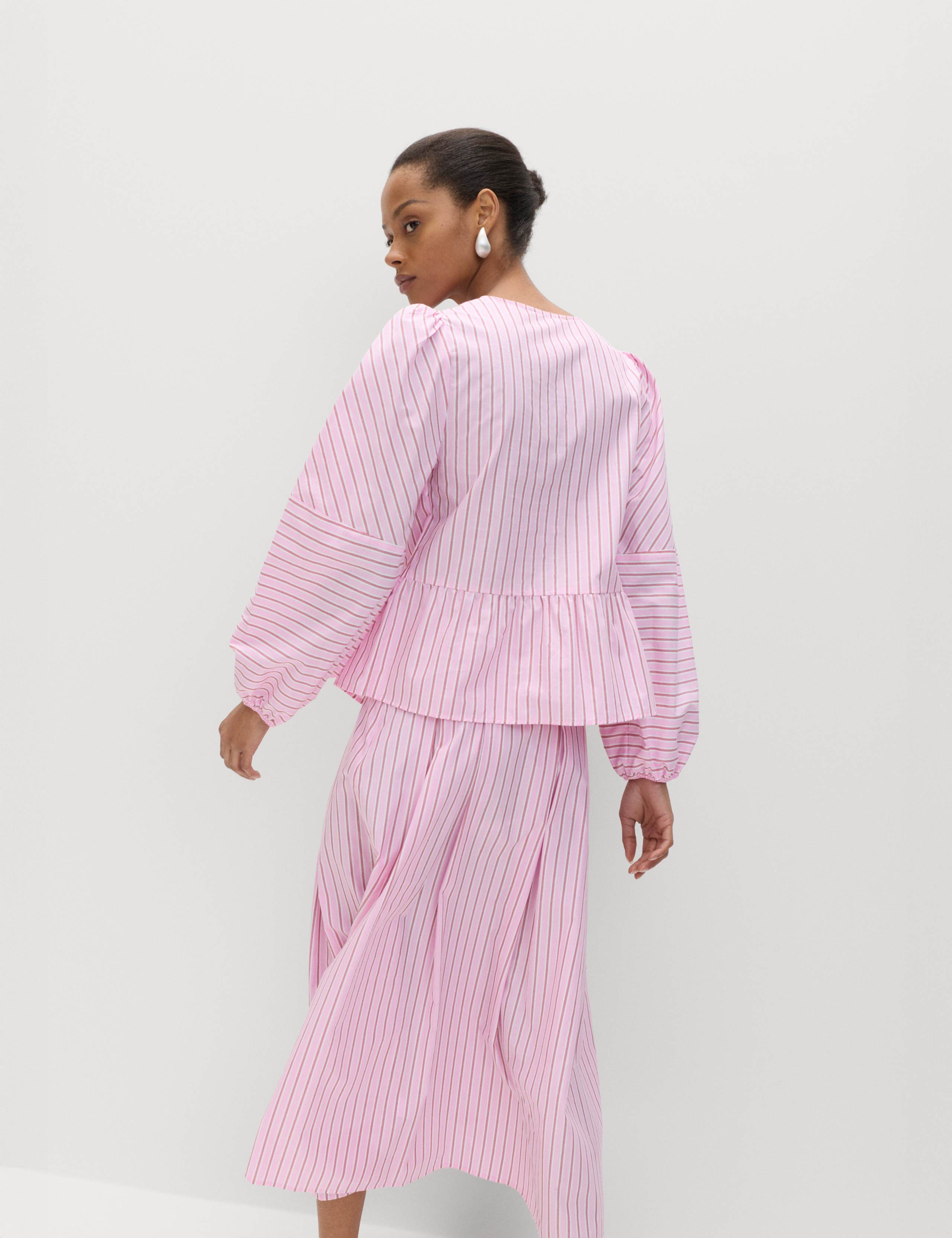 Pure Cotton Striped Tie Front Long Sleeve Blouse 5 of 6