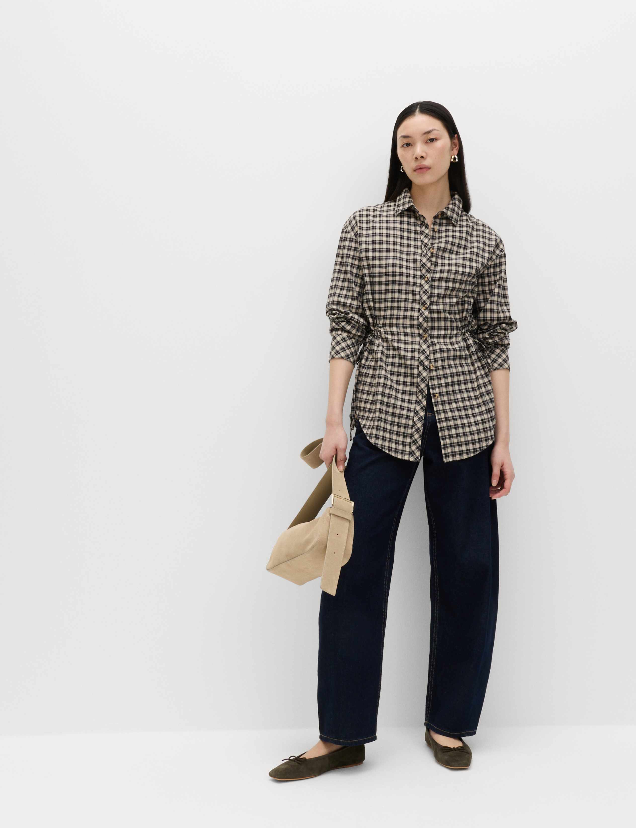 Pure Cotton Checked Drawcord Waist Shirt 3 of 6