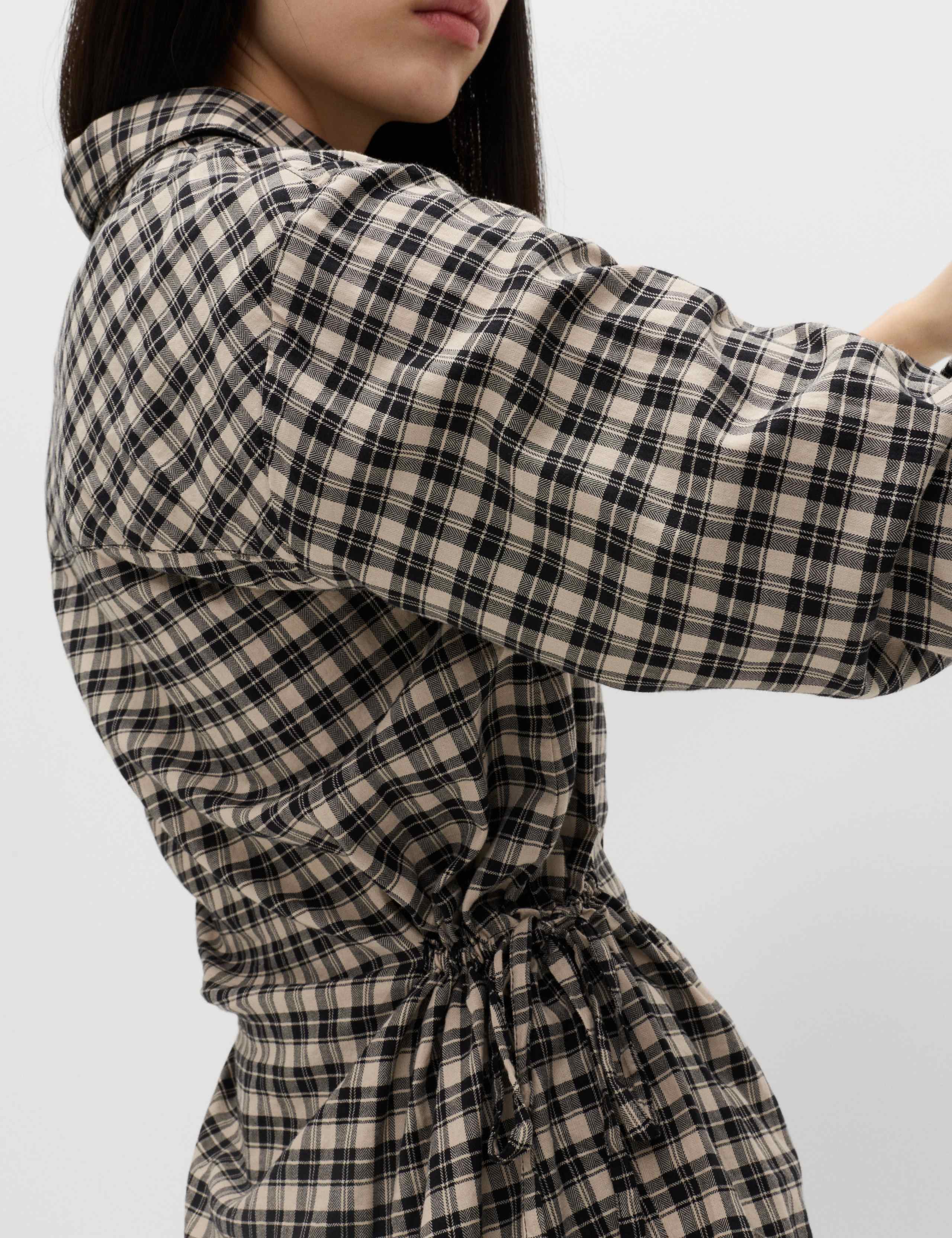 Pure Cotton Checked Drawcord Waist Shirt 6 of 6